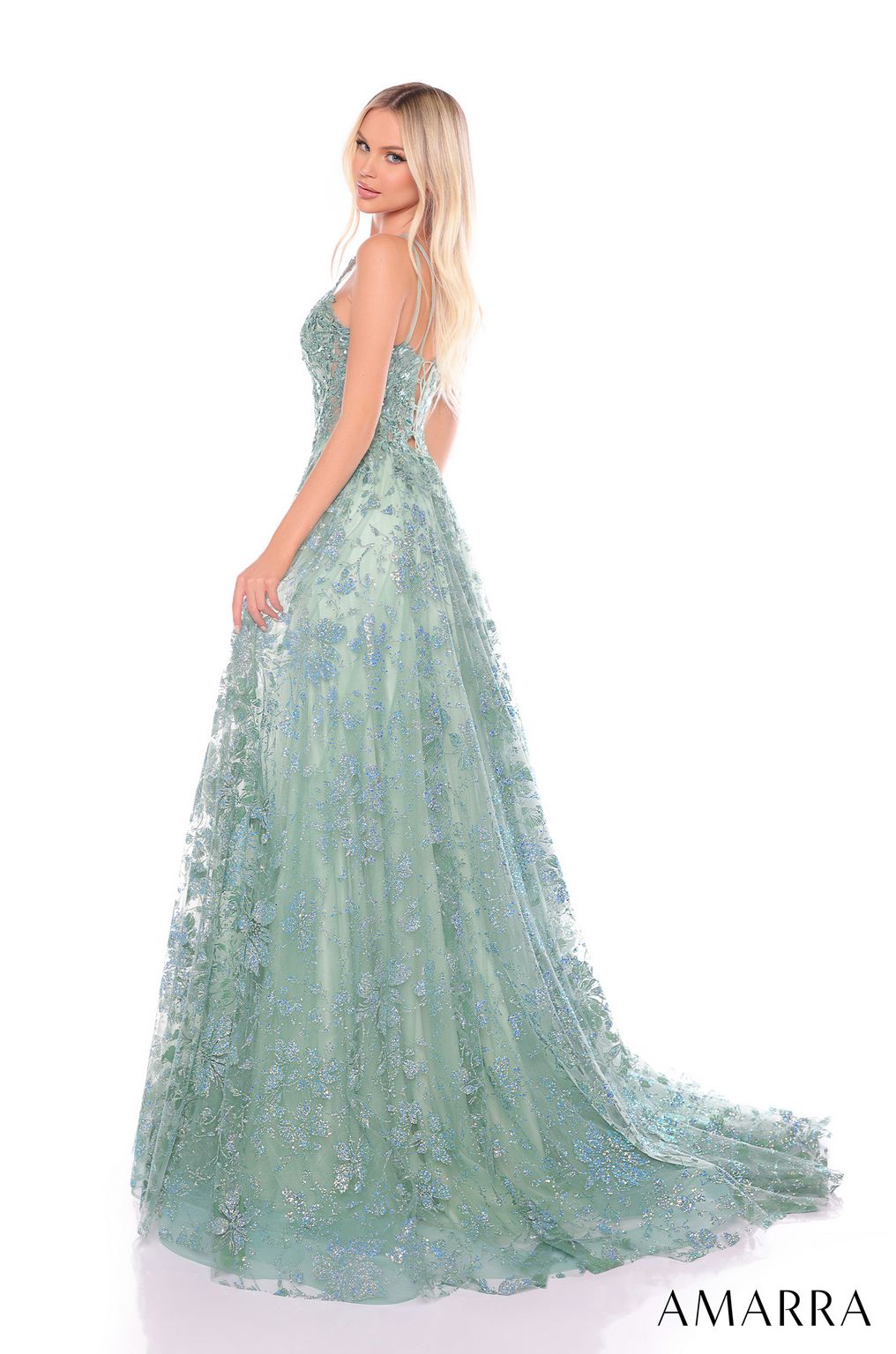 Prom Dresses Long Floral A Line Prom Dress Avocado