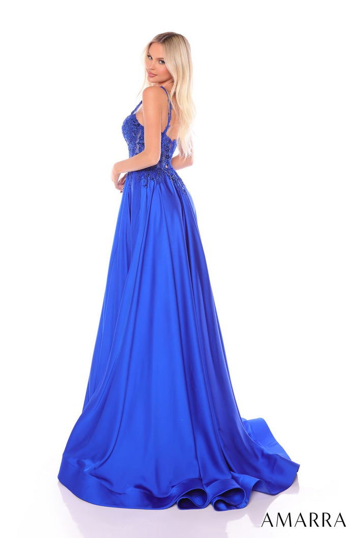Prom Dresses A Line Long Slit Prom Dress Royal Blue