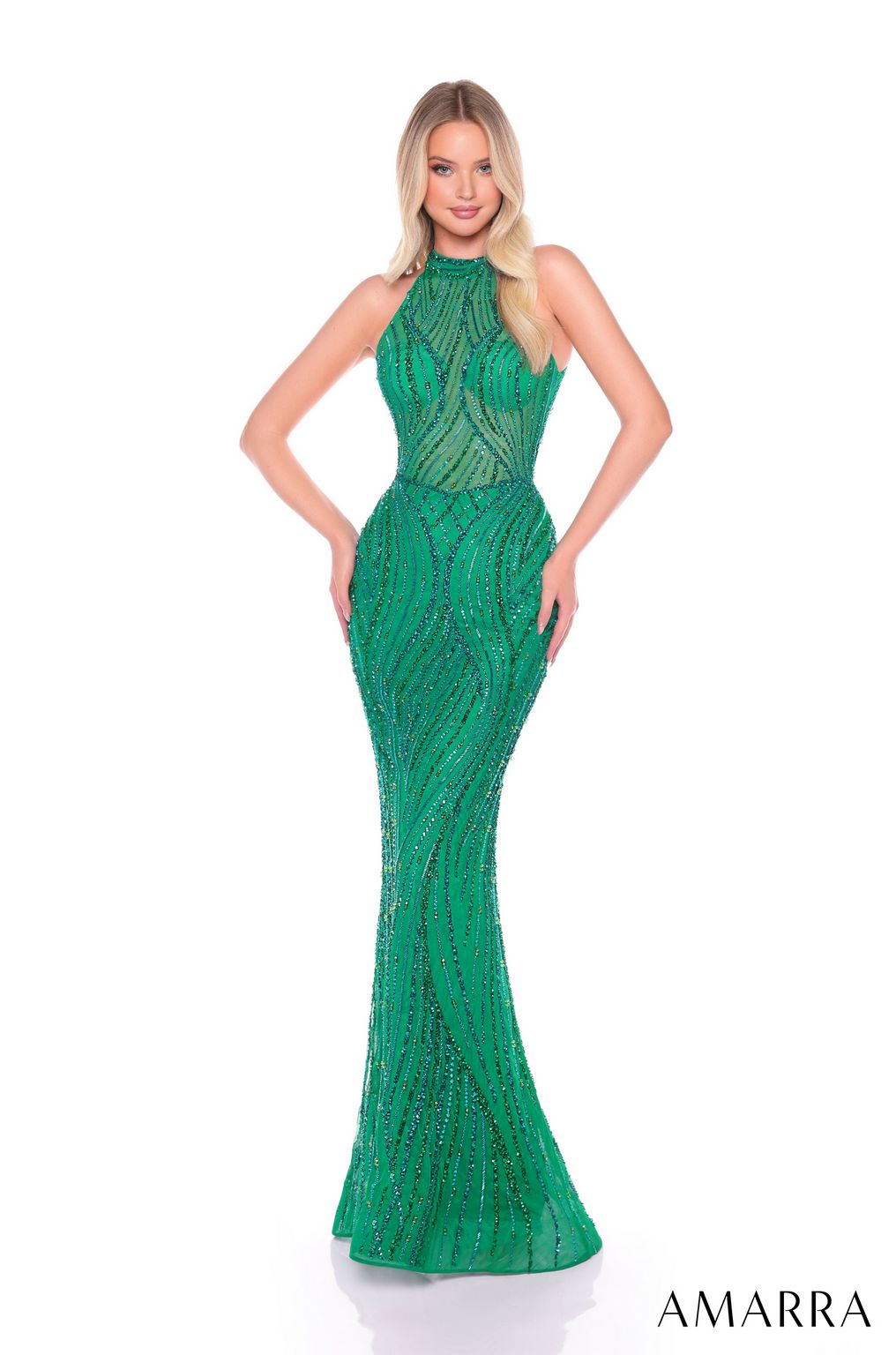Prom Dresses Fitted Sequin Long Glitter Prom Dress Bright Emerald/Jade
