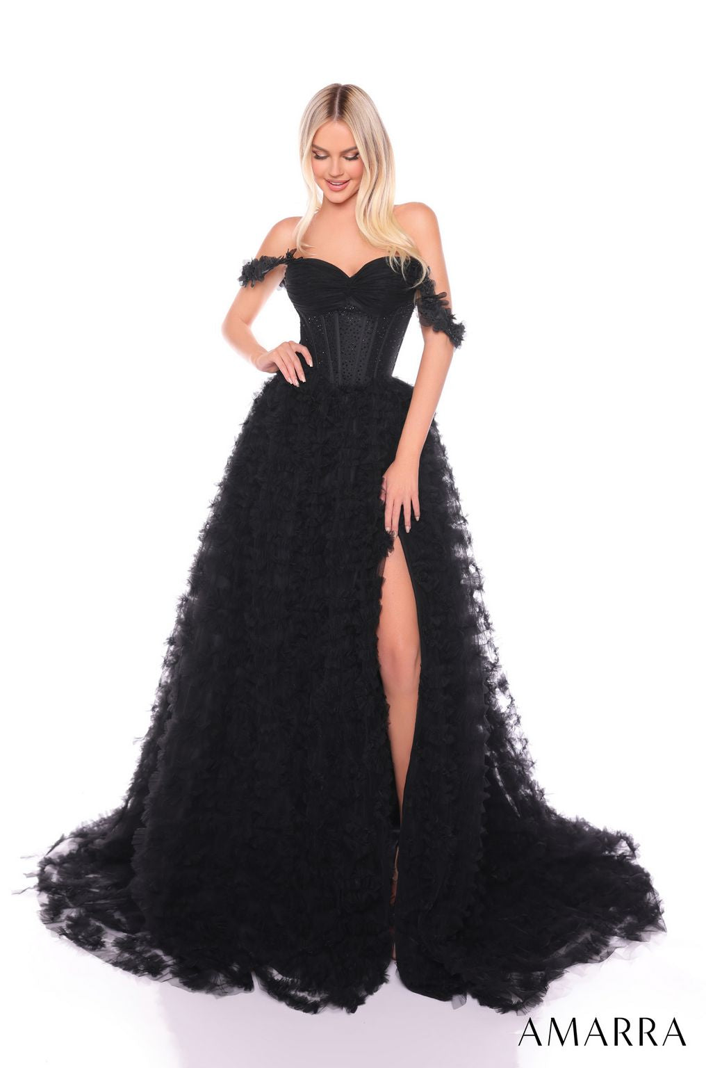 Prom Dresses Fitted Long Slit Prom Dress Black