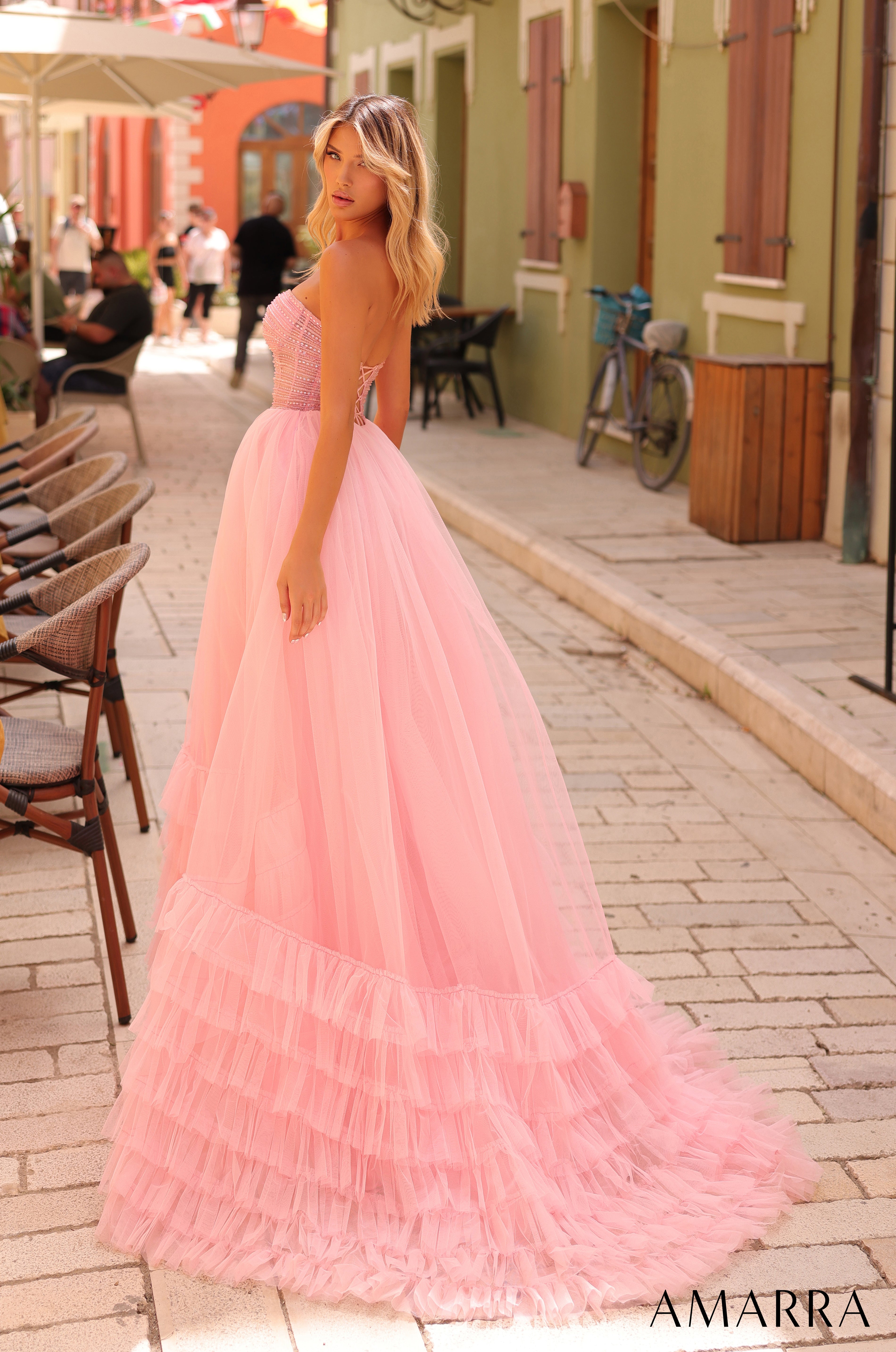 Prom Dresses Beaded Long Ballgown A Line Prom Dress Light Pink
