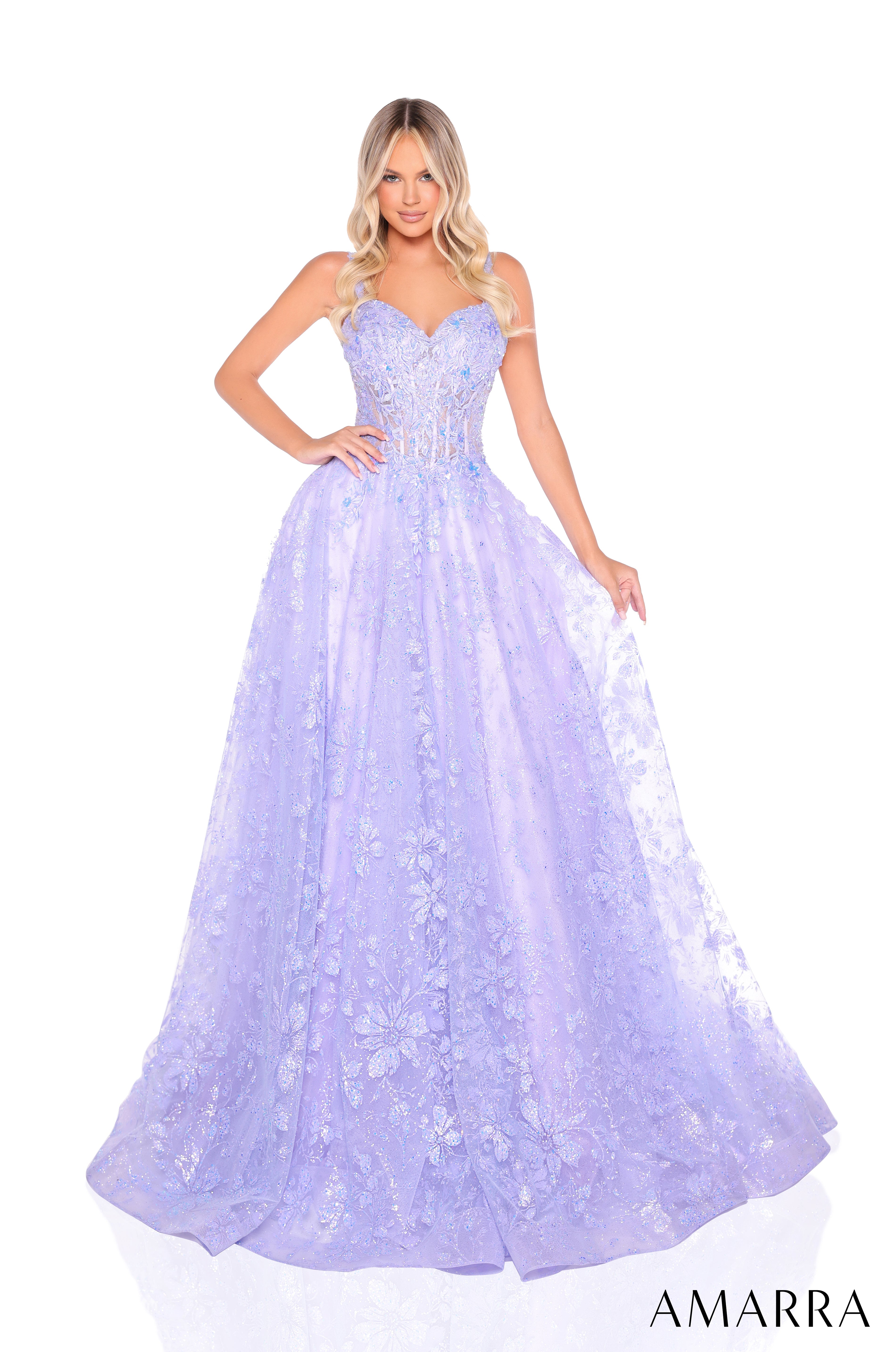 Prom Dresses Long Prom Ball Gown Formal Glitter Corset Prom Dress Lilac
