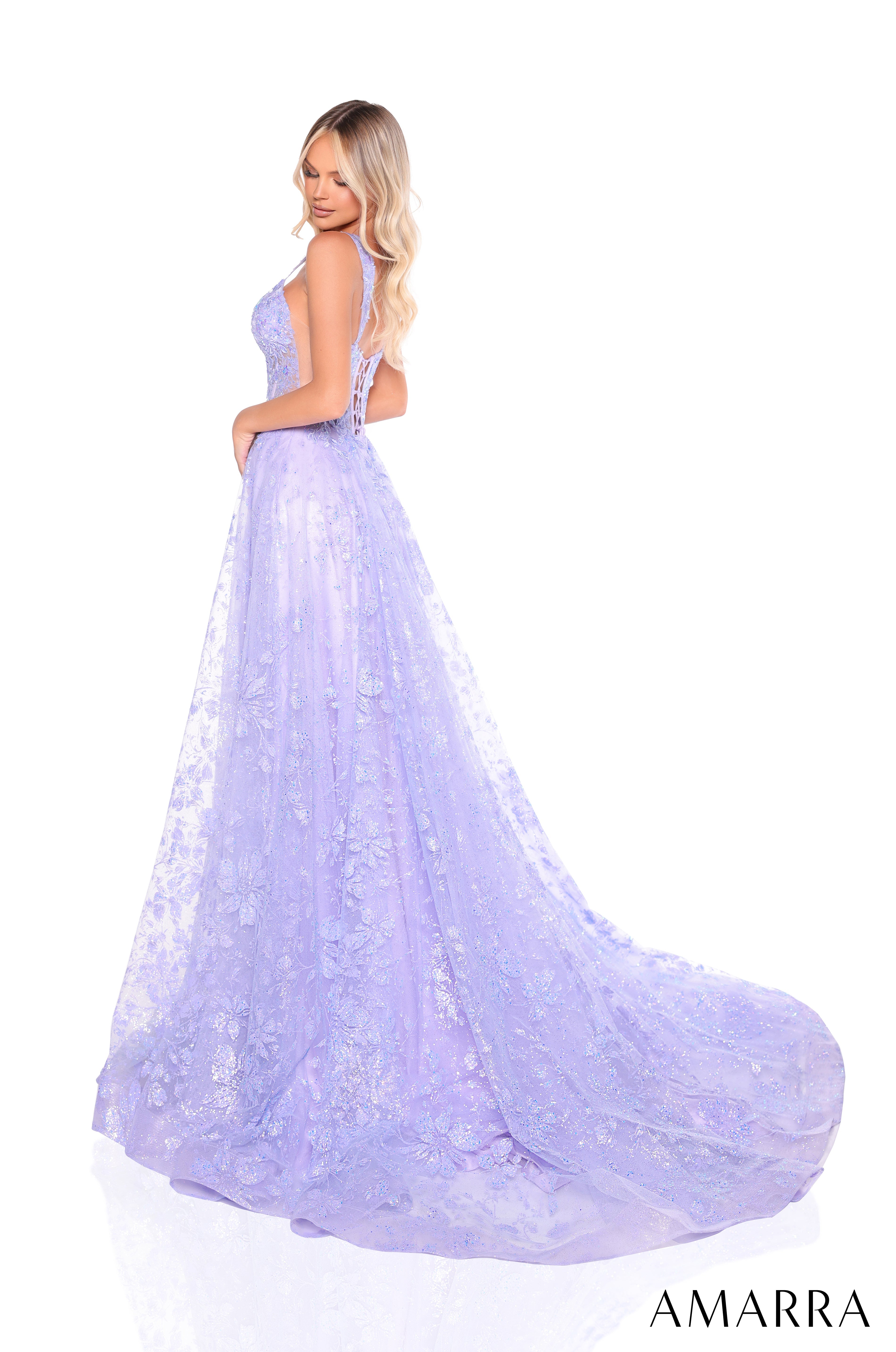 Prom Dresses Long Prom Ball Gown Formal Glitter Corset Prom Dress Lilac