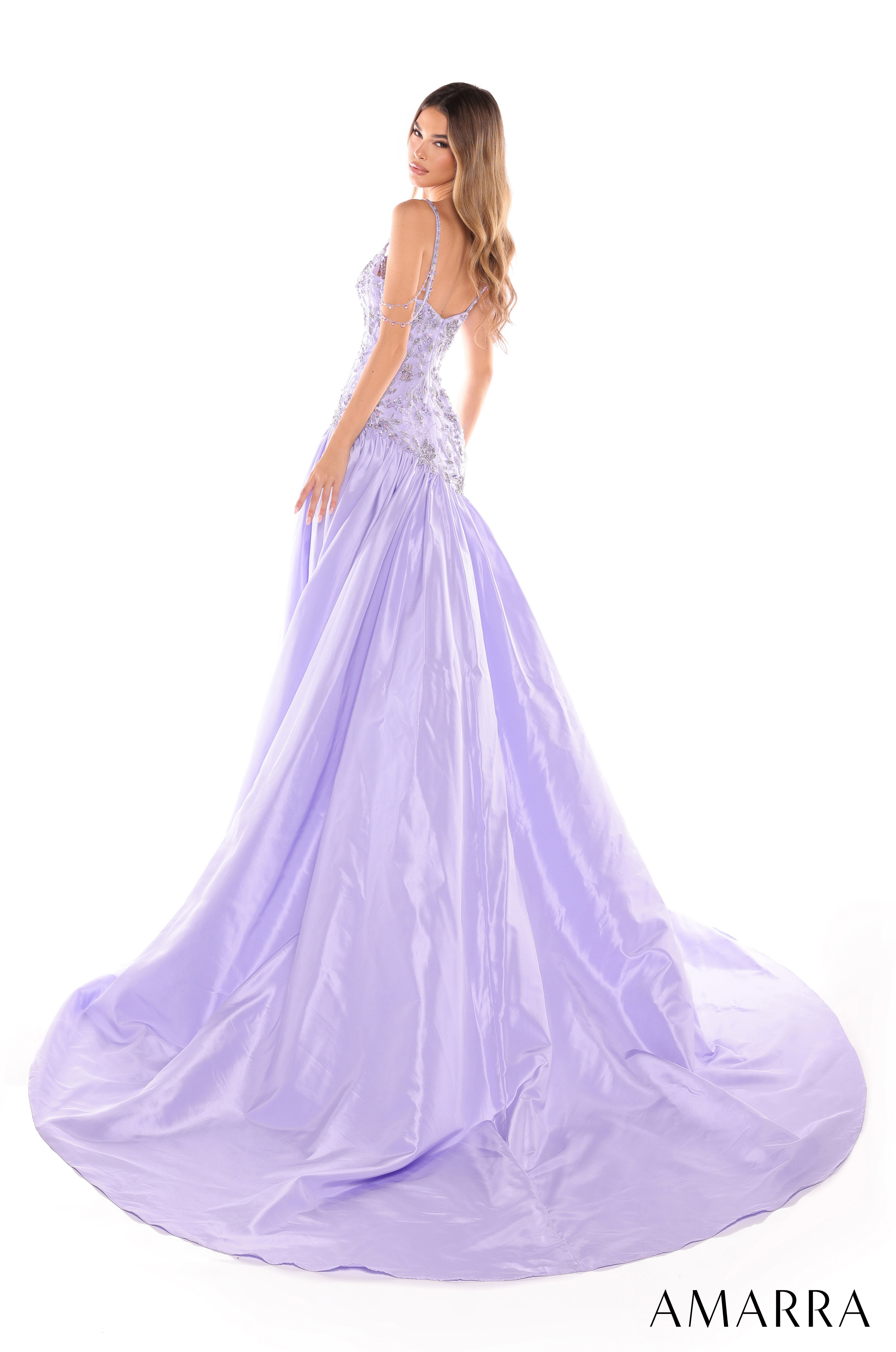 Prom Dresses Prom A Line Long Formal Beaded Formal Slit Dress Lavender
