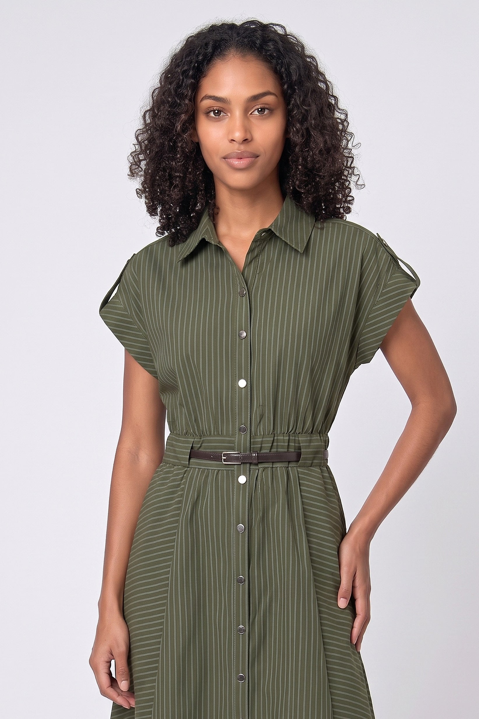 Dolman Sleeve Belted Midi Dress Badgley Mischka BW50397