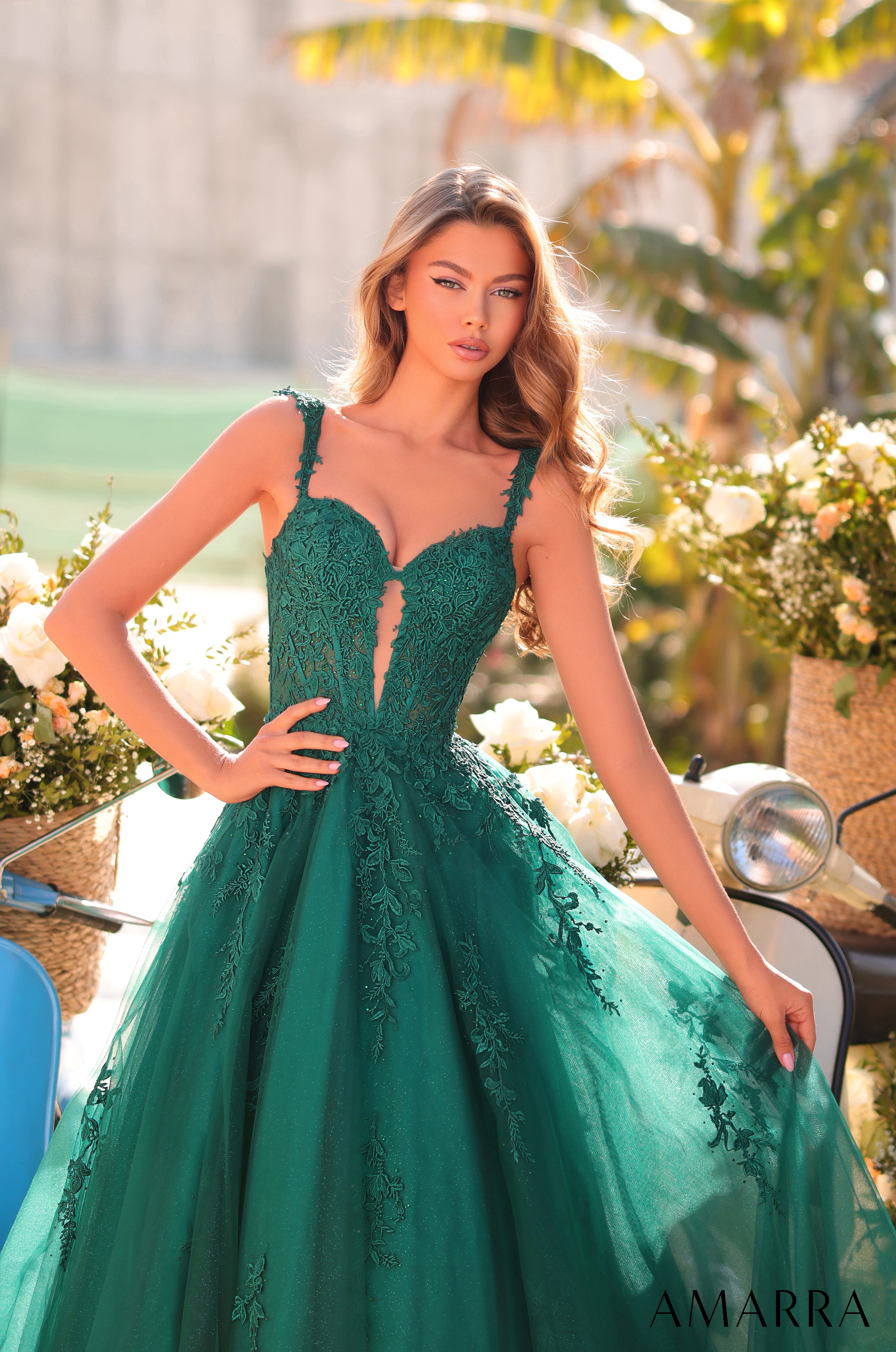 Prom Dresses Long Formal Prom A Line Dress Amarra 88970 Emerald