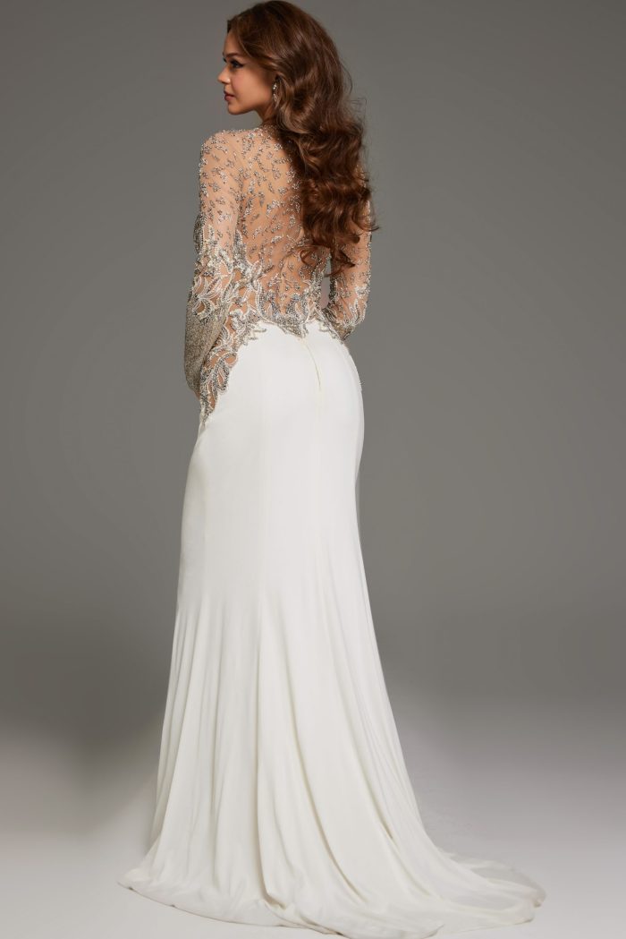Wedding Dresses Long Beaded Wedding Dress Off-White