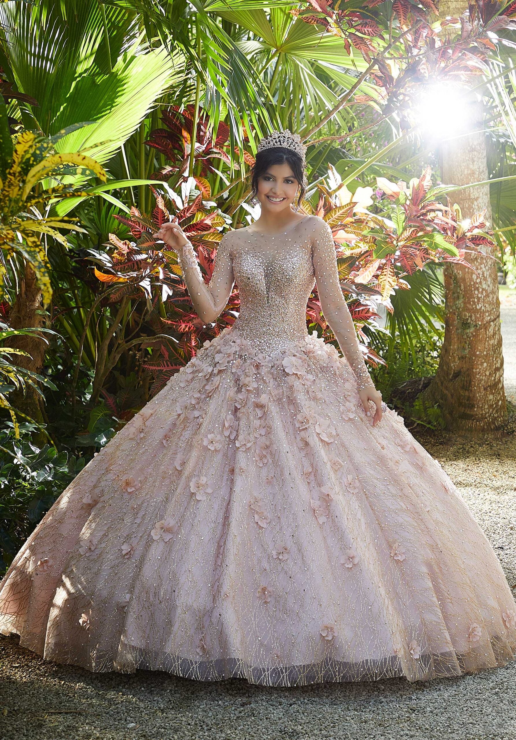 Illusion Floor-Length Tulle Quinceañera Ball Gown MGNY Madeline Gardner New York 89297