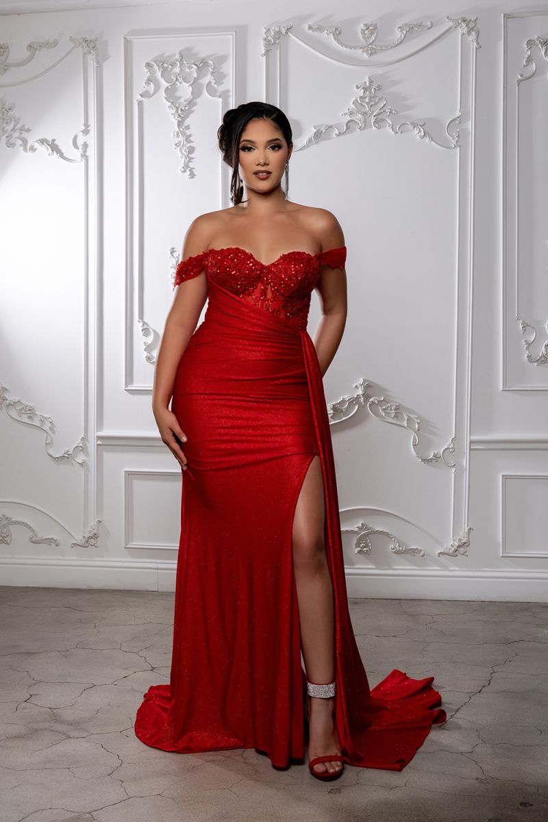Off-the-Shoulder Floor-Length Jersey Prom Sheath/Column May Queen 2229
