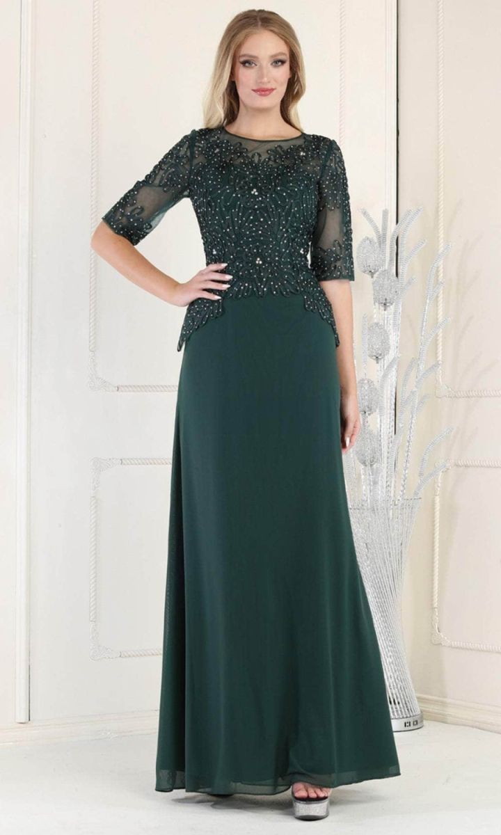 Illusion Floor-Length Chiffon Evening Gown A-Line May Queen 1979