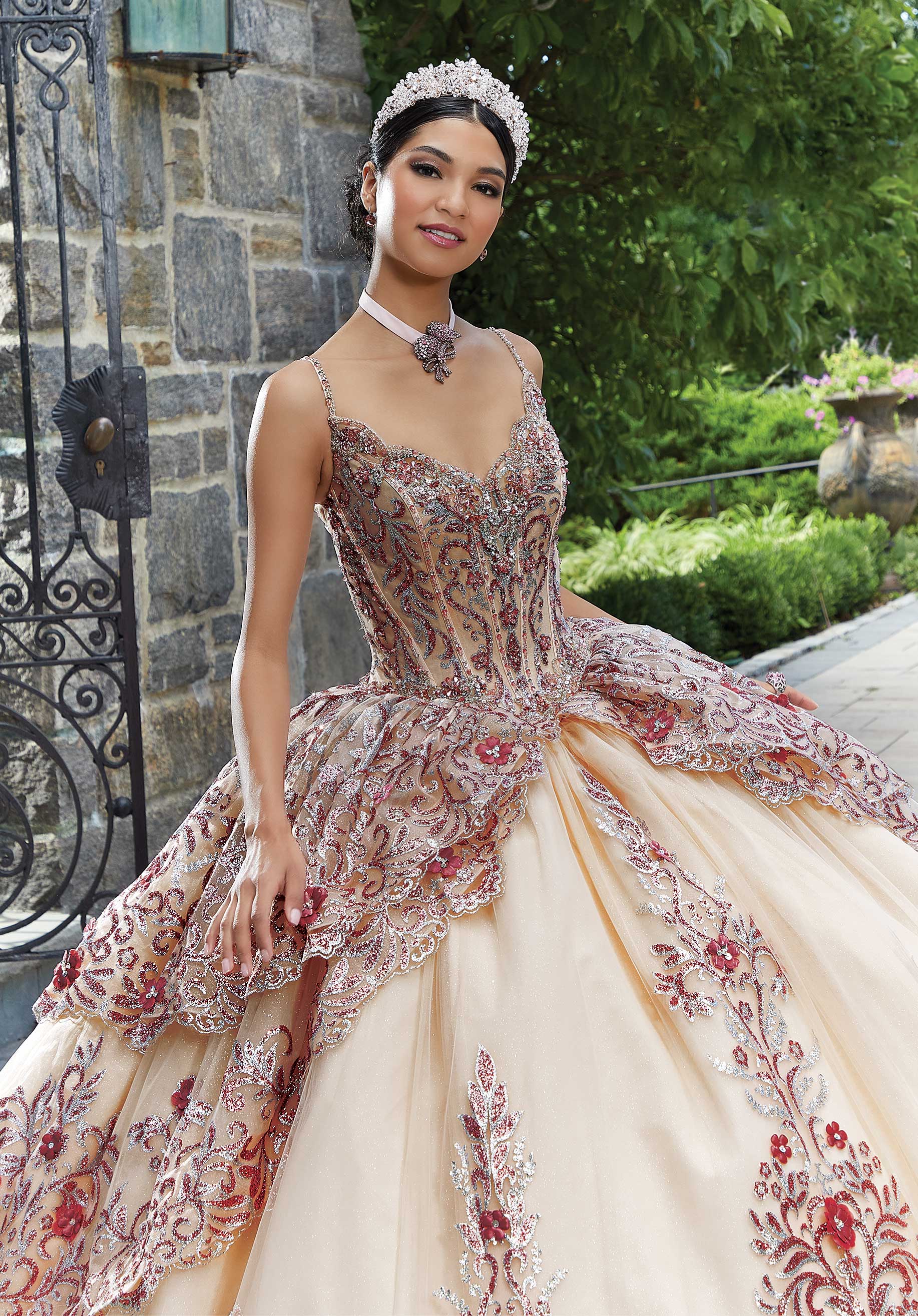 Sweetheart Floor-Length Tulle Quinceañera Ball Gown MGNY Madeline Gardner New York 89338