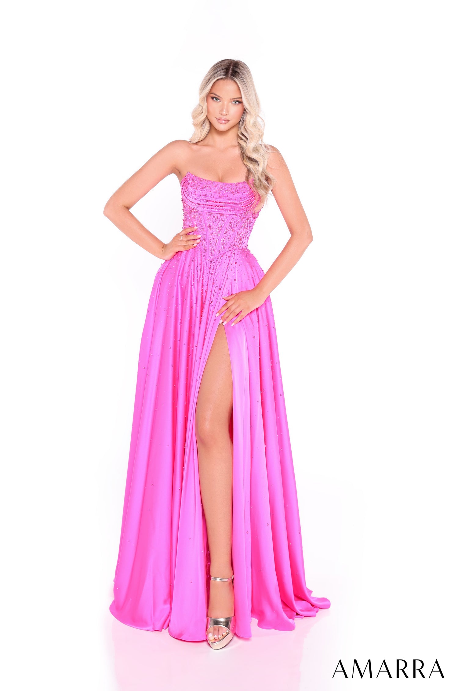 Prom Dresses Sequin Formal Long Prom Ball Gown Fuchsia