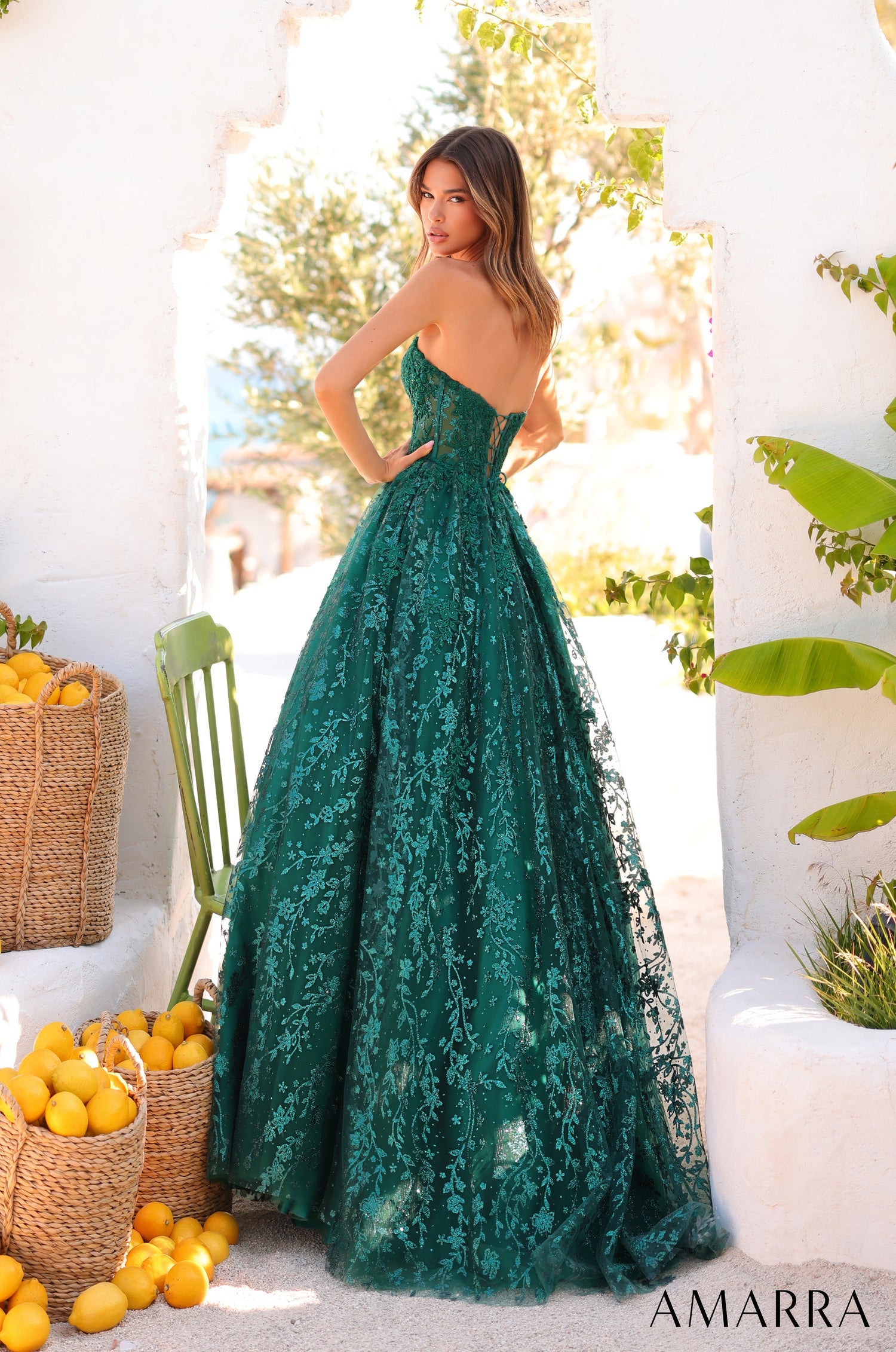 Prom Dresses Long Formal Lace A Line Ball Gown Emerald