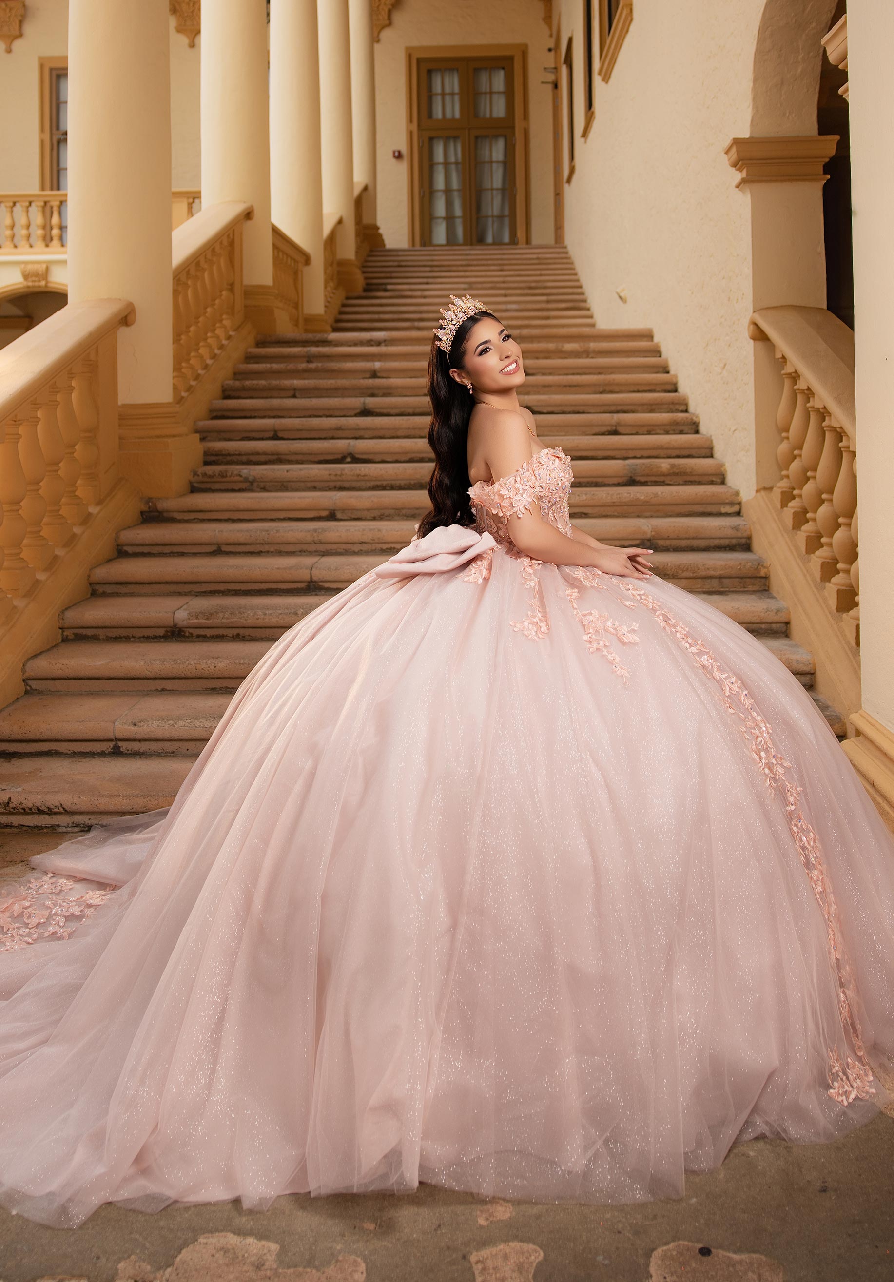 Off-the-Shoulder Floor-Length Tulle Quinceañera Ball Gown MGNY Madeline Gardner New York 89454