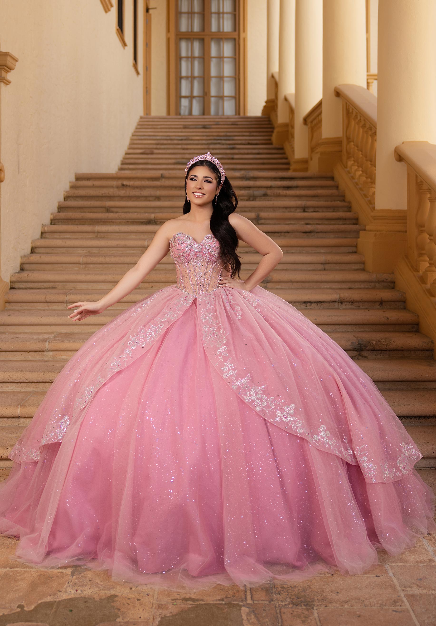 Off-the-Shoulder Floor-Length Tulle Quinceañera Ball Gown MGNY Madeline Gardner New York 89480