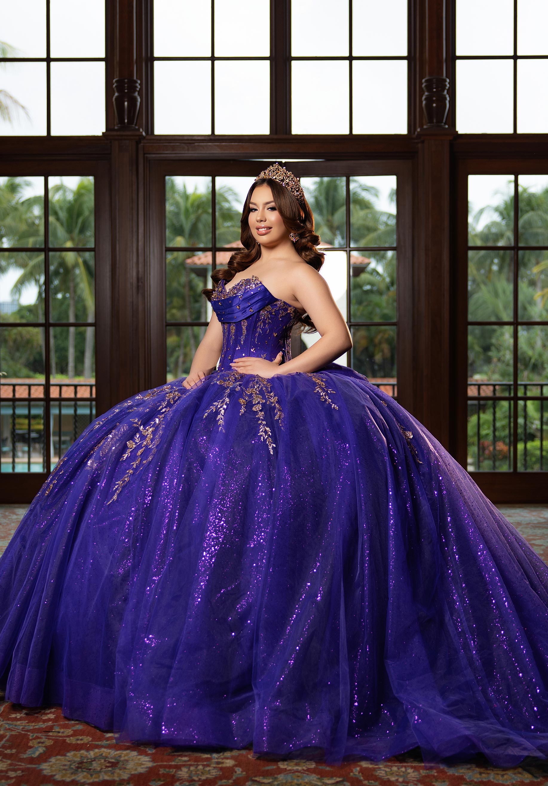 Off-the-Shoulder Floor-Length Tulle Formal Ball Gown MGNY Madeline Gardner New York 89481