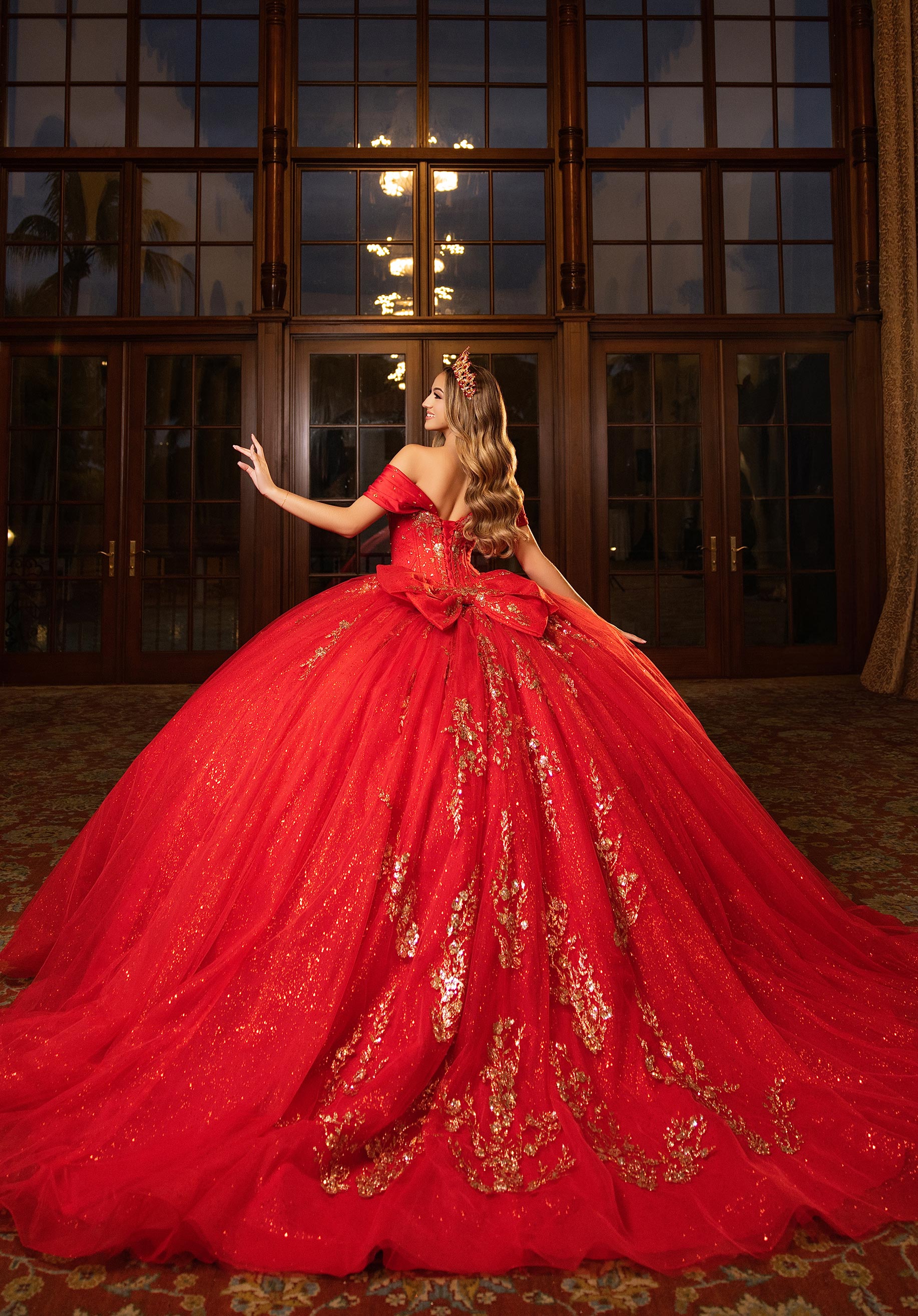 Off-the-Shoulder Floor-Length Tulle Formal Ball Gown MGNY Madeline Gardner New York 89481