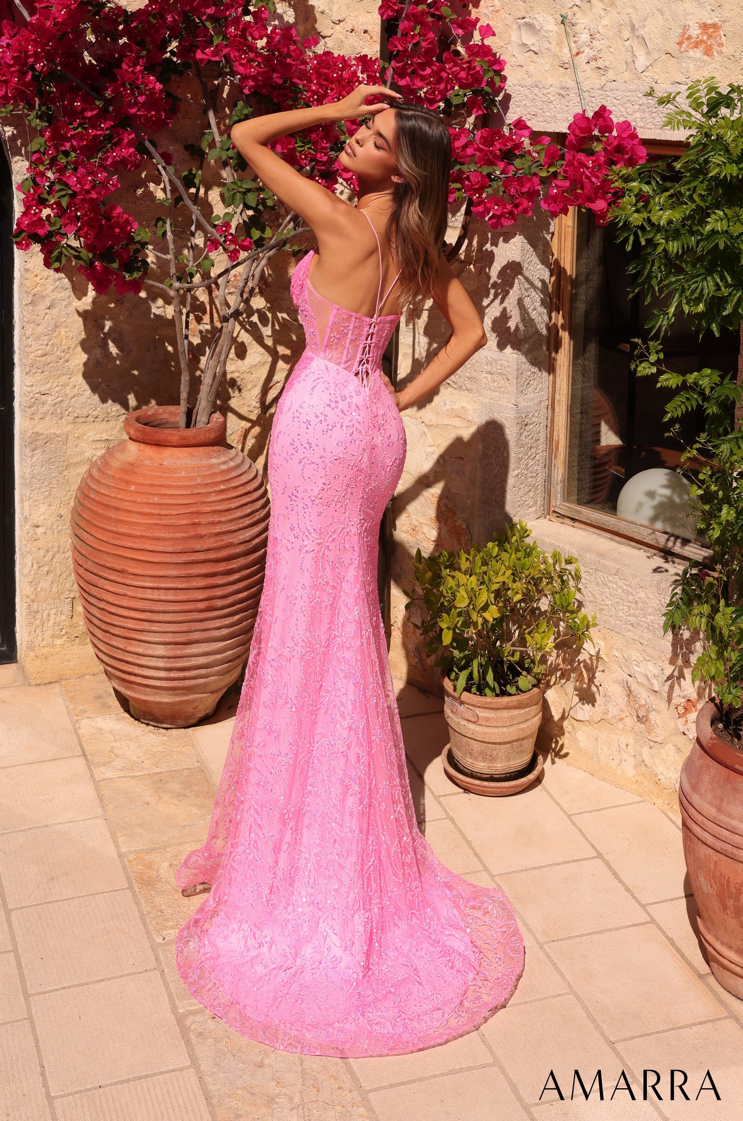 Prom Dresses Long Sequin Prom Glitter Dress Barbie Pink