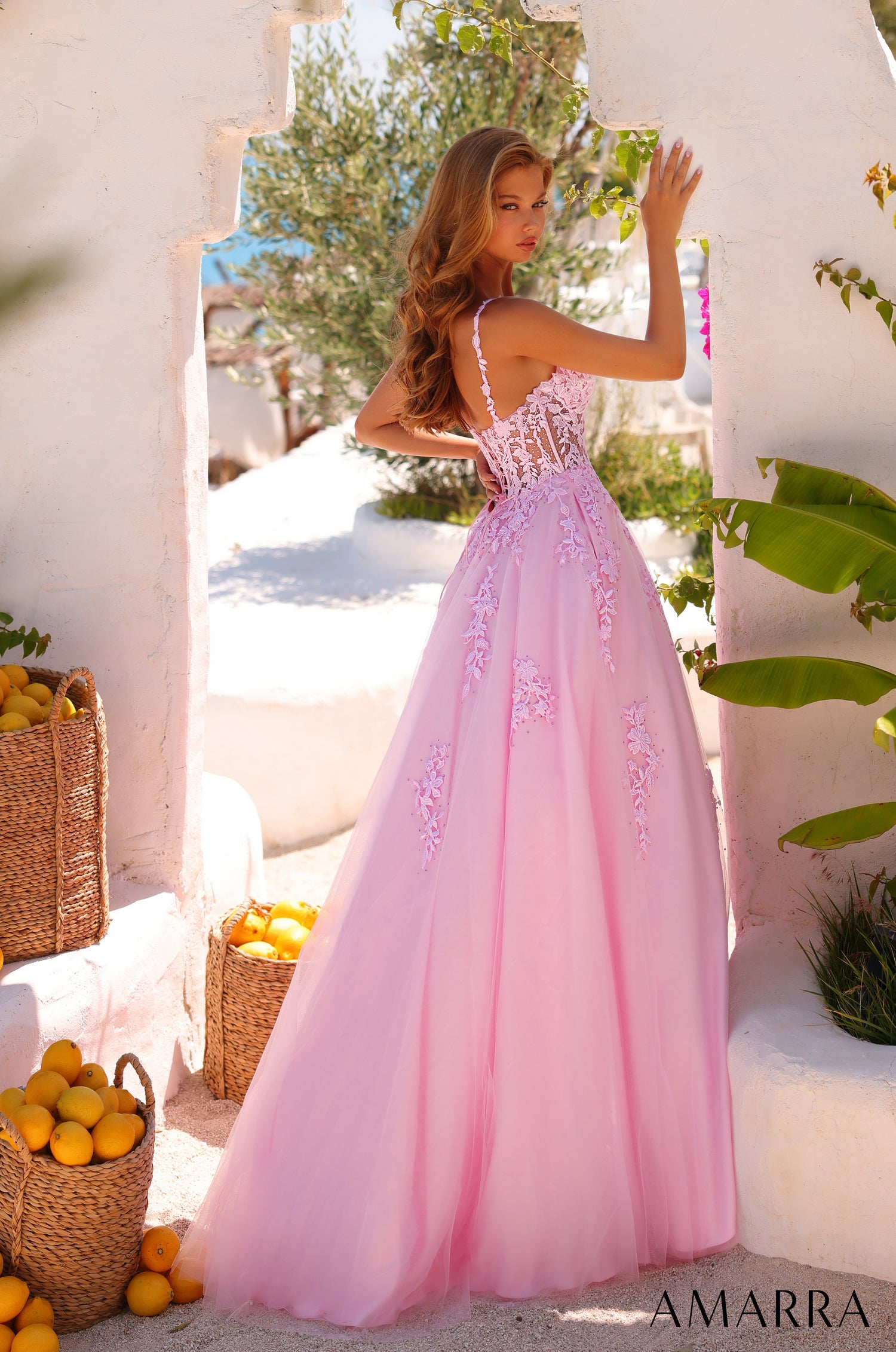 Prom Dresses Long Lace Applique Evening Ball Gown Light Pink