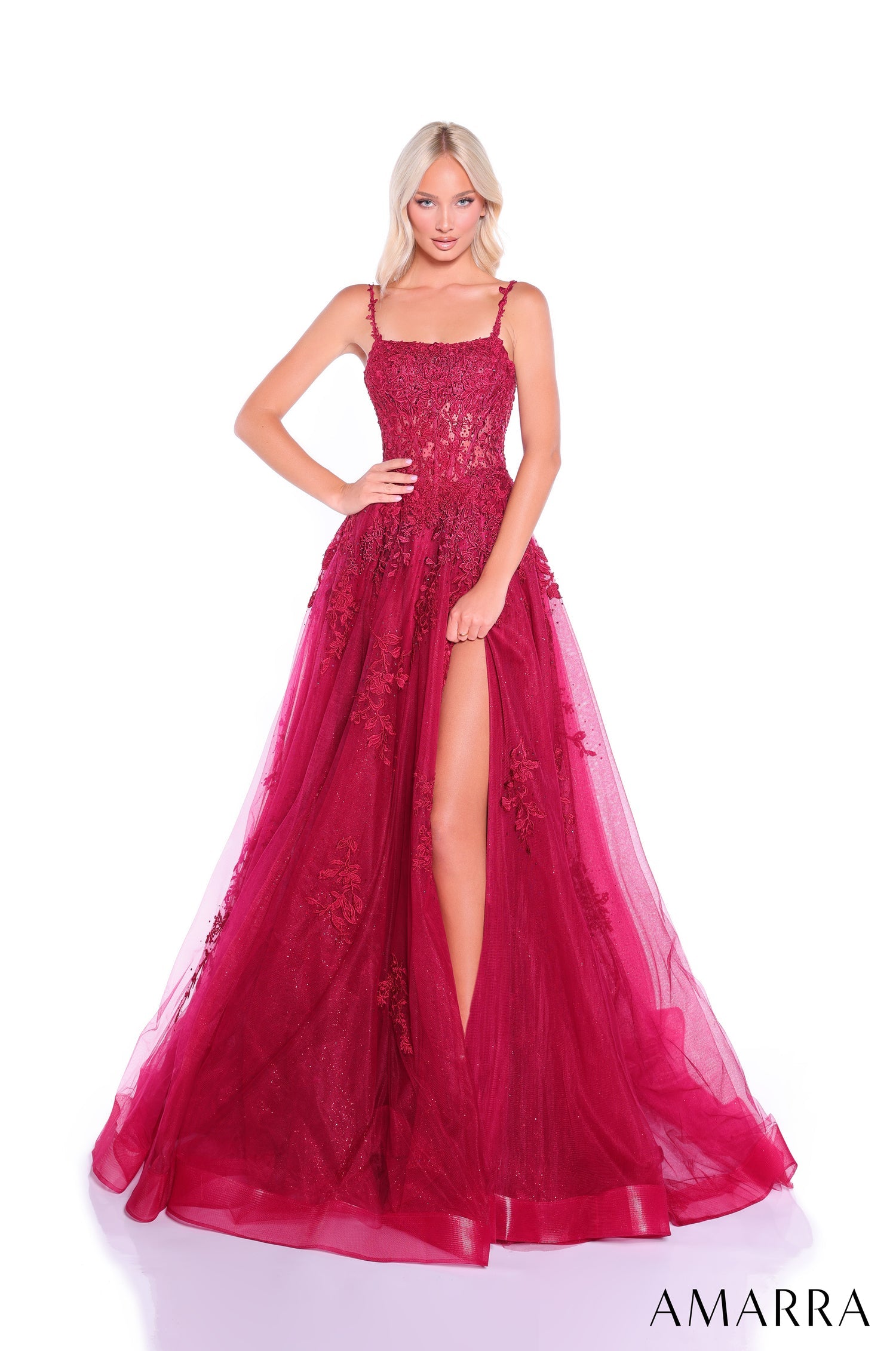 Prom Dresses Long Formal Lace Applique Corset Ball Gown Wine