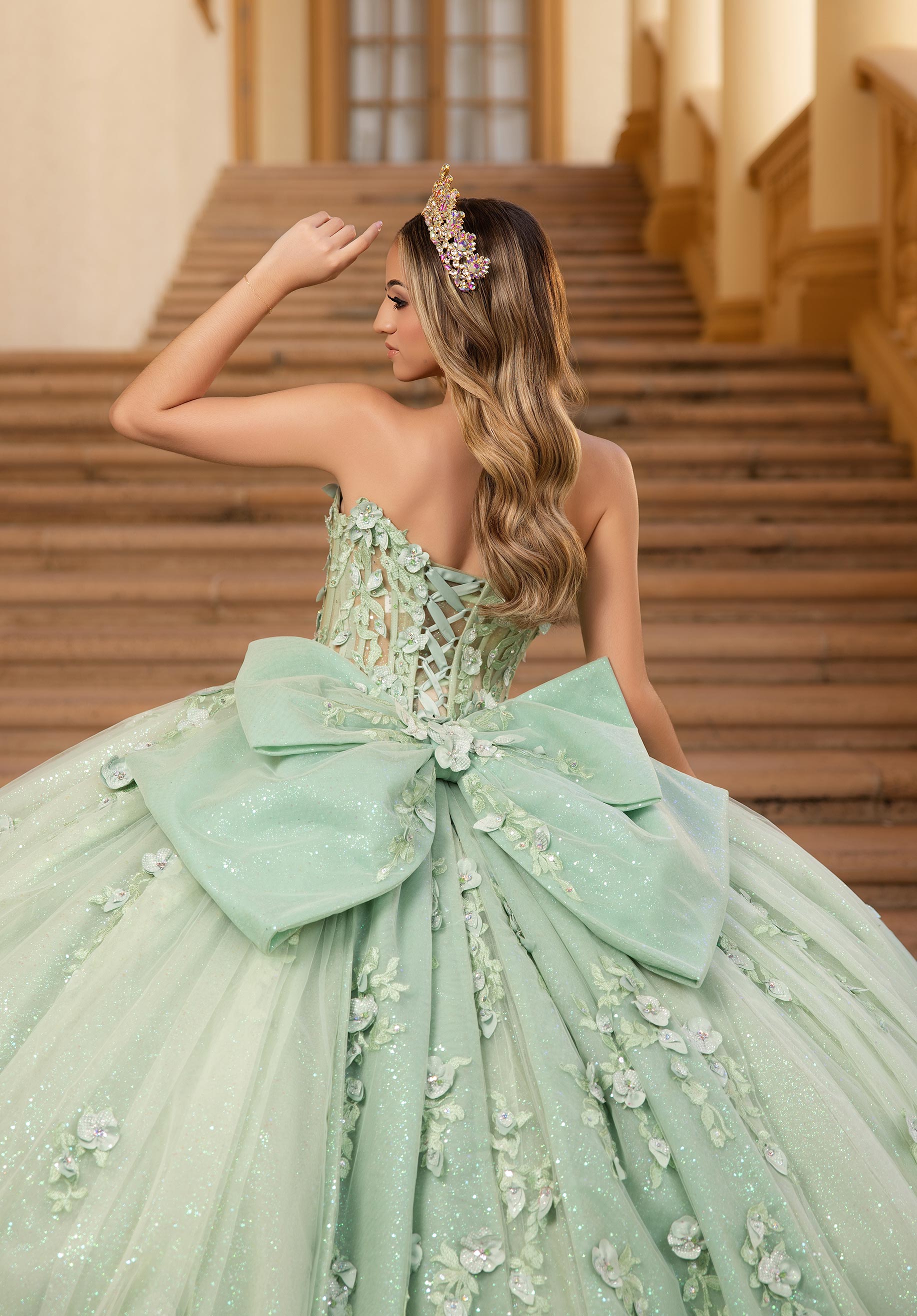 Off-the-Shoulder Floor-Length Tulle Quinceañera Ball Gown MGNY Madeline Gardner New York 89546