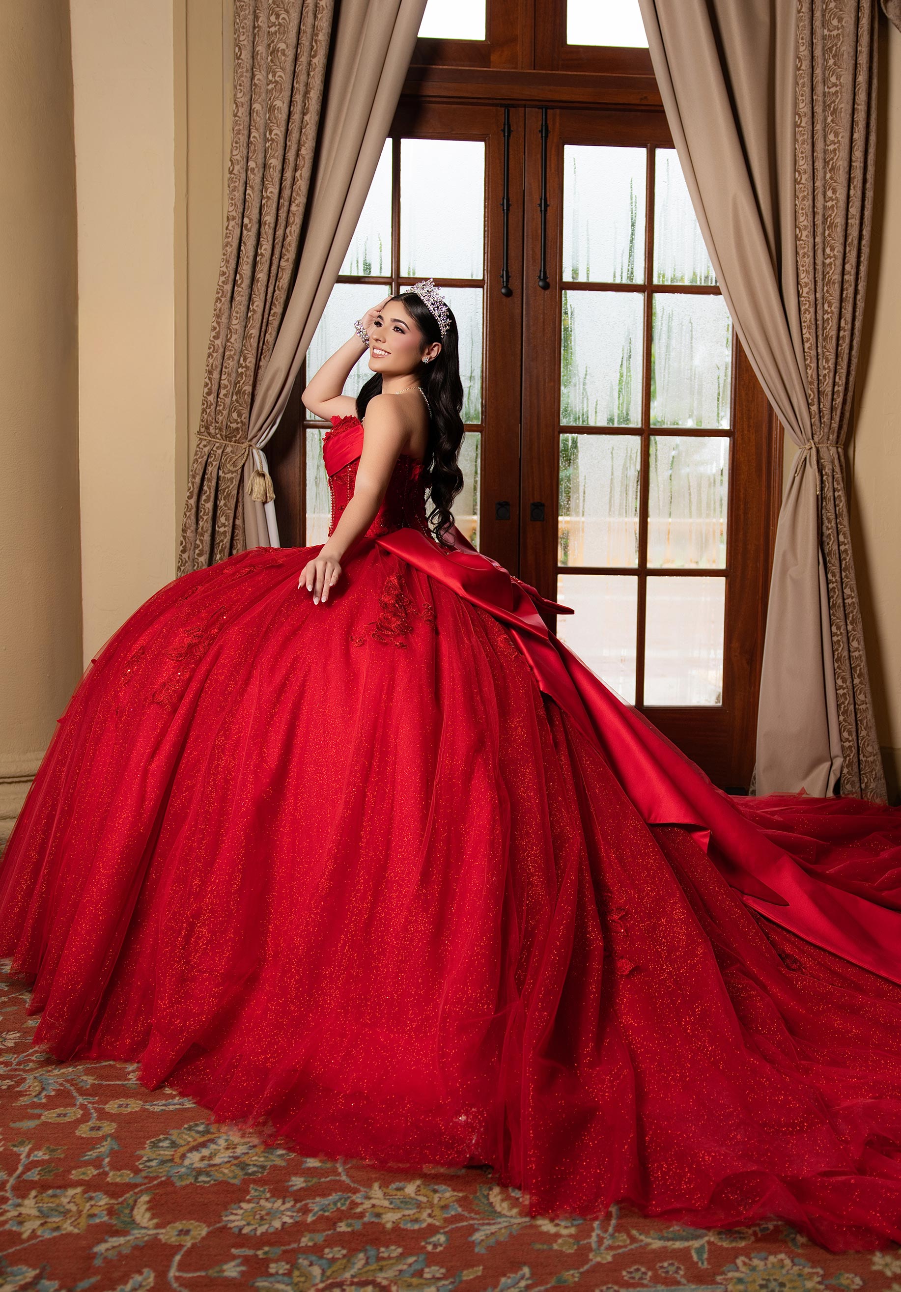 Off-the-Shoulder Floor-Length Tulle Quinceañera Ball Gown MGNY Madeline Gardner New York 89551