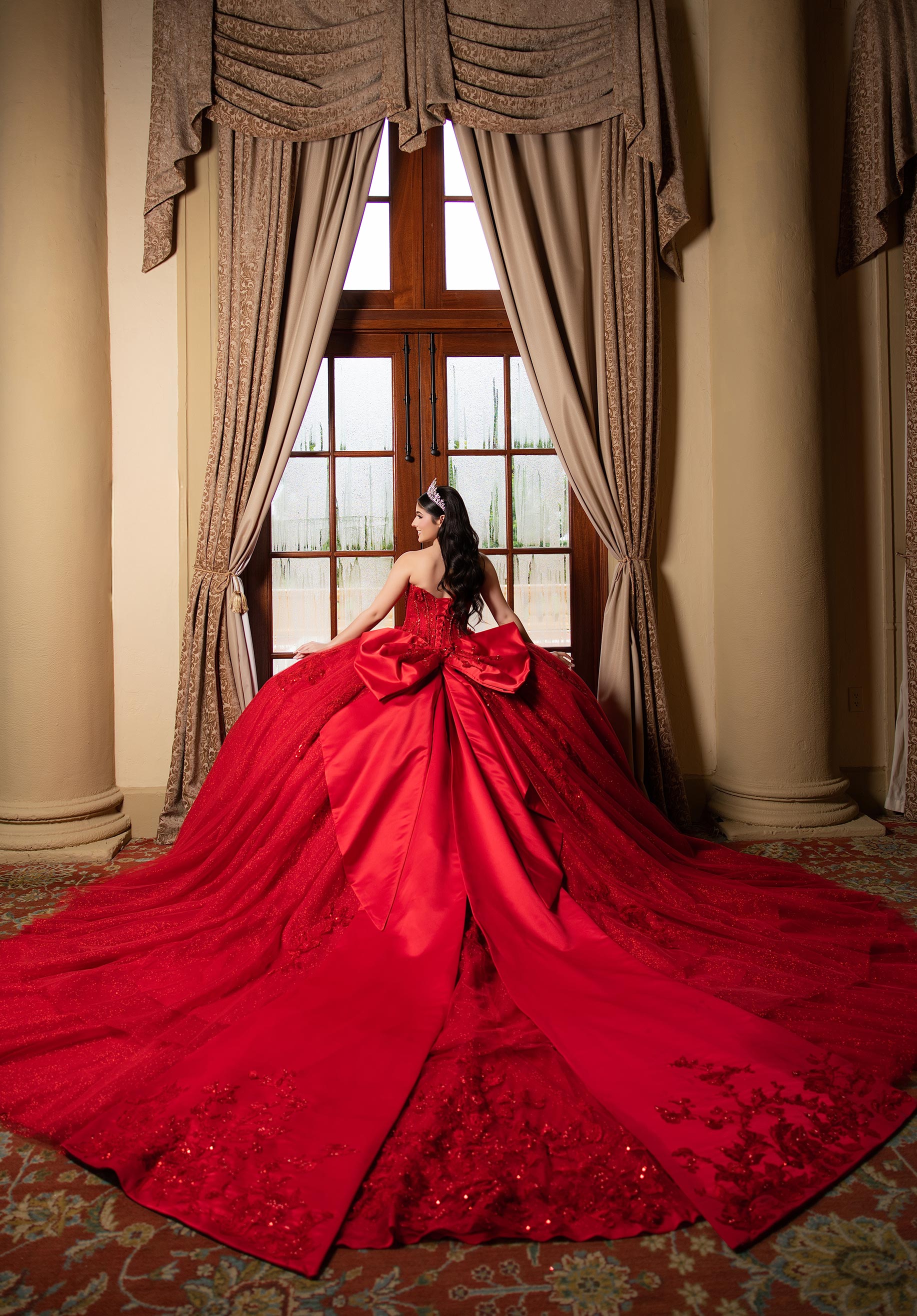 Off-the-Shoulder Floor-Length Tulle Quinceañera Ball Gown MGNY Madeline Gardner New York 89551