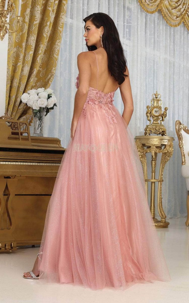 V-Neck Floor-Length Tulle Prom A-Line May Queen 2011