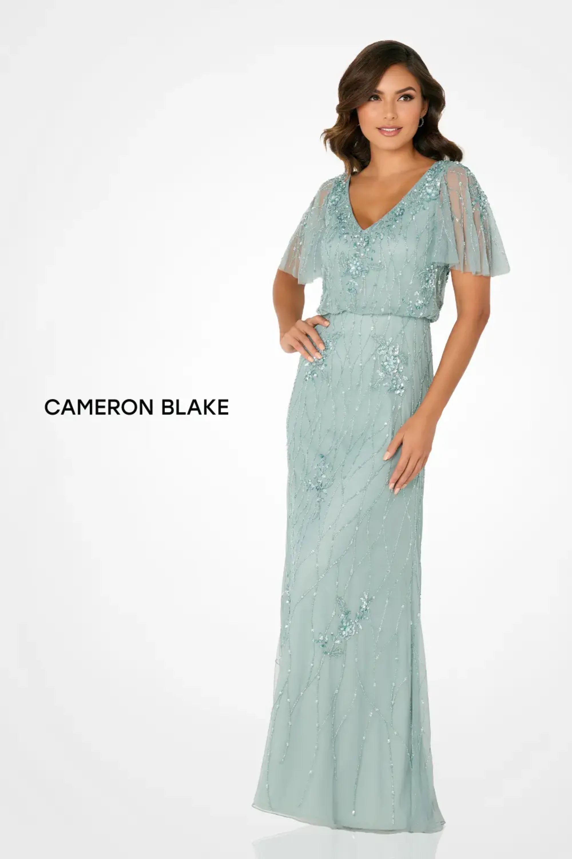 Sage Cameron Blake CB780 Beaded Sequin Mother of the Bride Formal