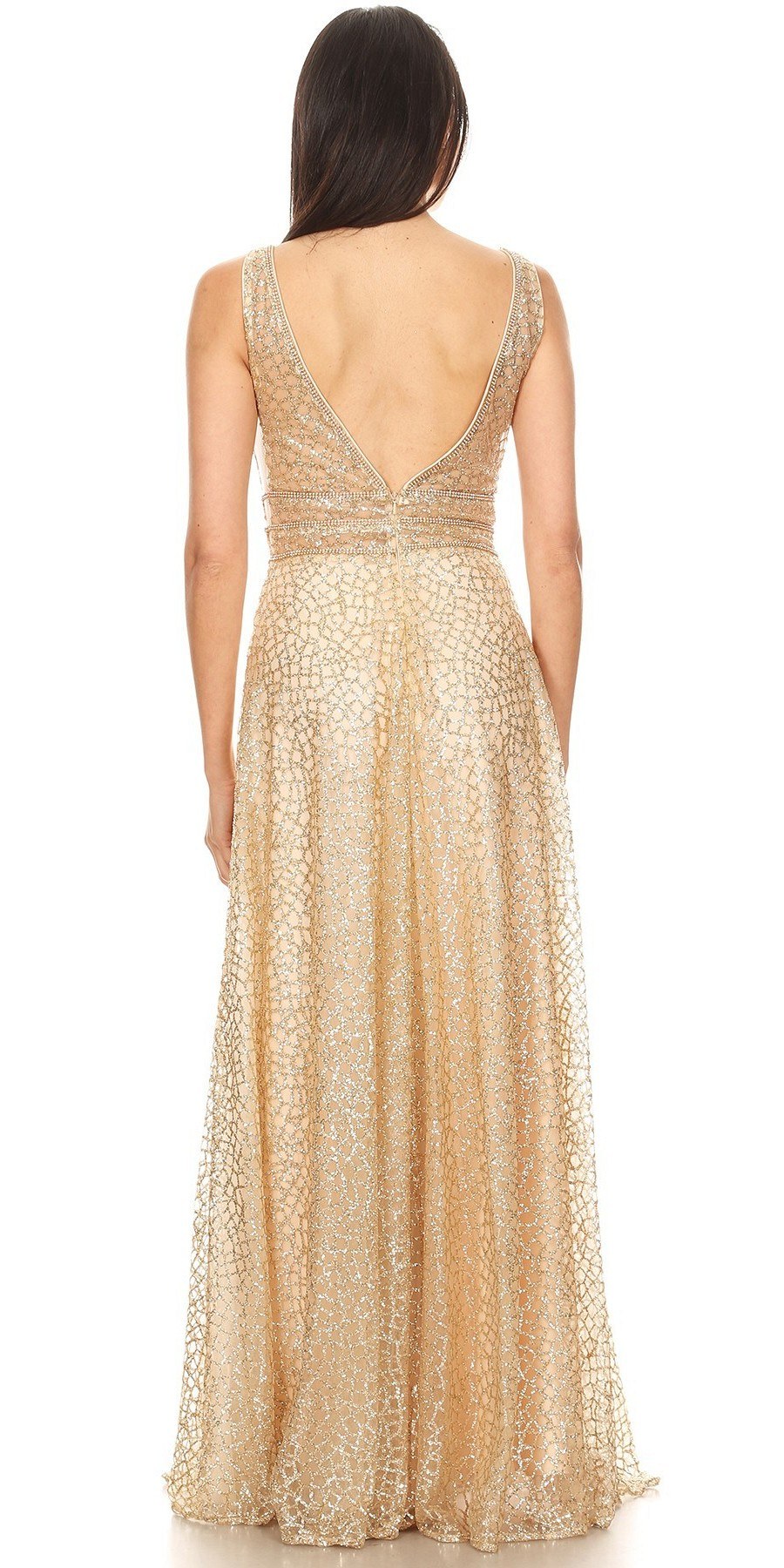 Prom Dresses Long Beaded Glitter Formal Prom Dress Eureka Fashion 9005 Champagne