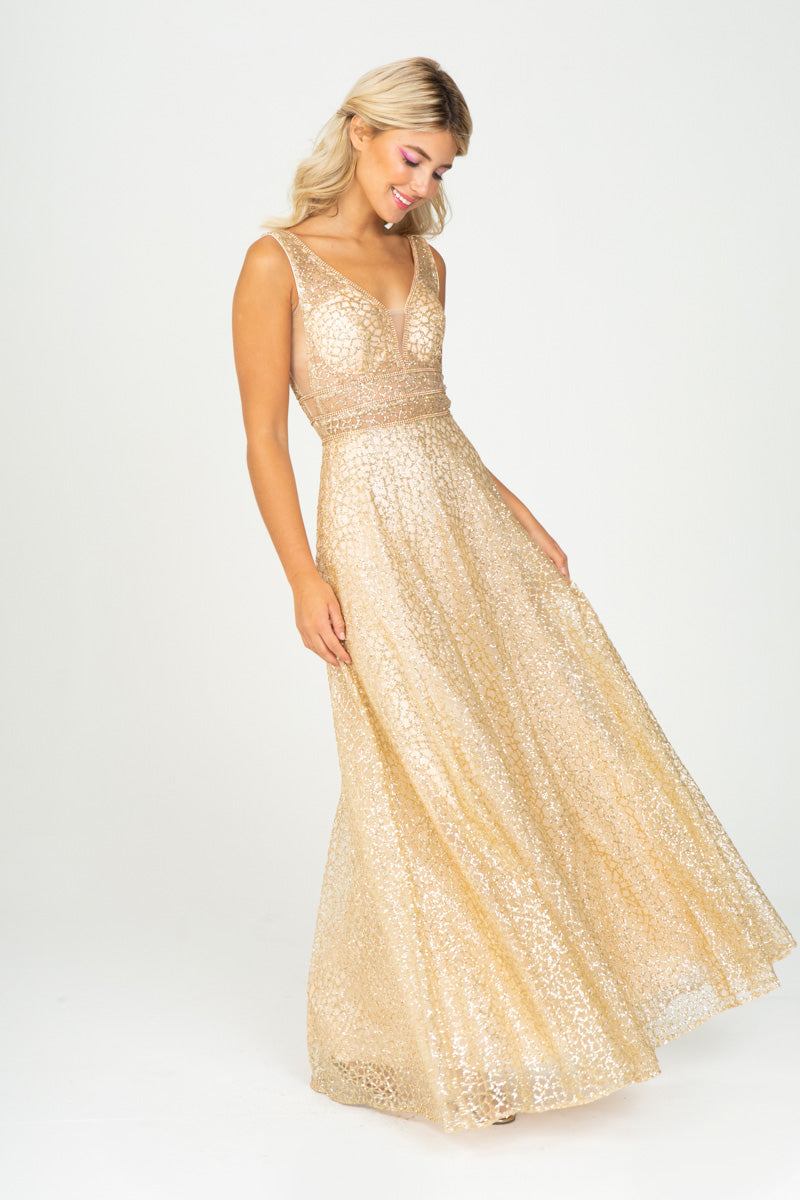 Prom Dresses Long Beaded Glitter Formal Prom Dress Eureka Fashion 9005 Champagne