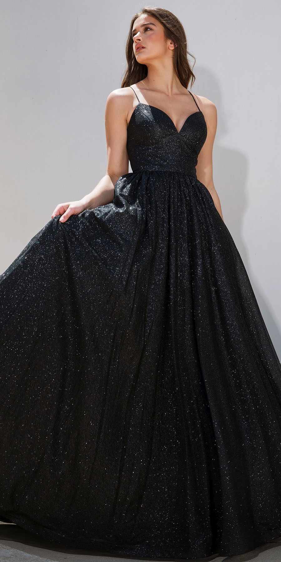 Prom Dresses Long Prom Formal A Line Glitter Dress Eureka Fashion 9009 Black