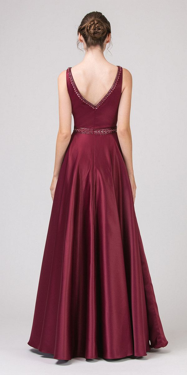 Formal Dresses Long Prom Formal A Line Beaded Dress Eureka Fashion 9010 Burgundy