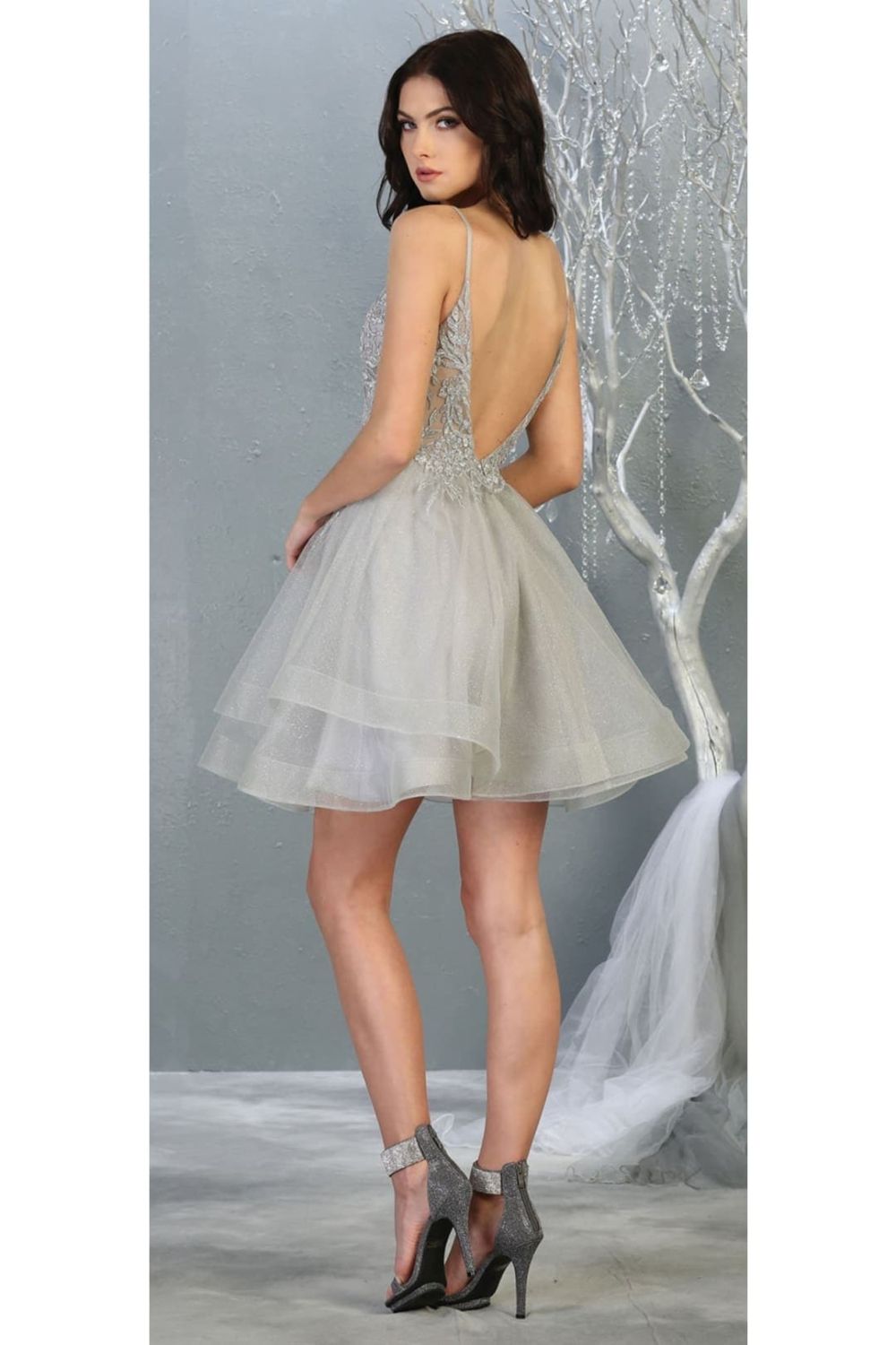 V-Neck Mini/Short Tulle Occasion A-Line May Queen 1816