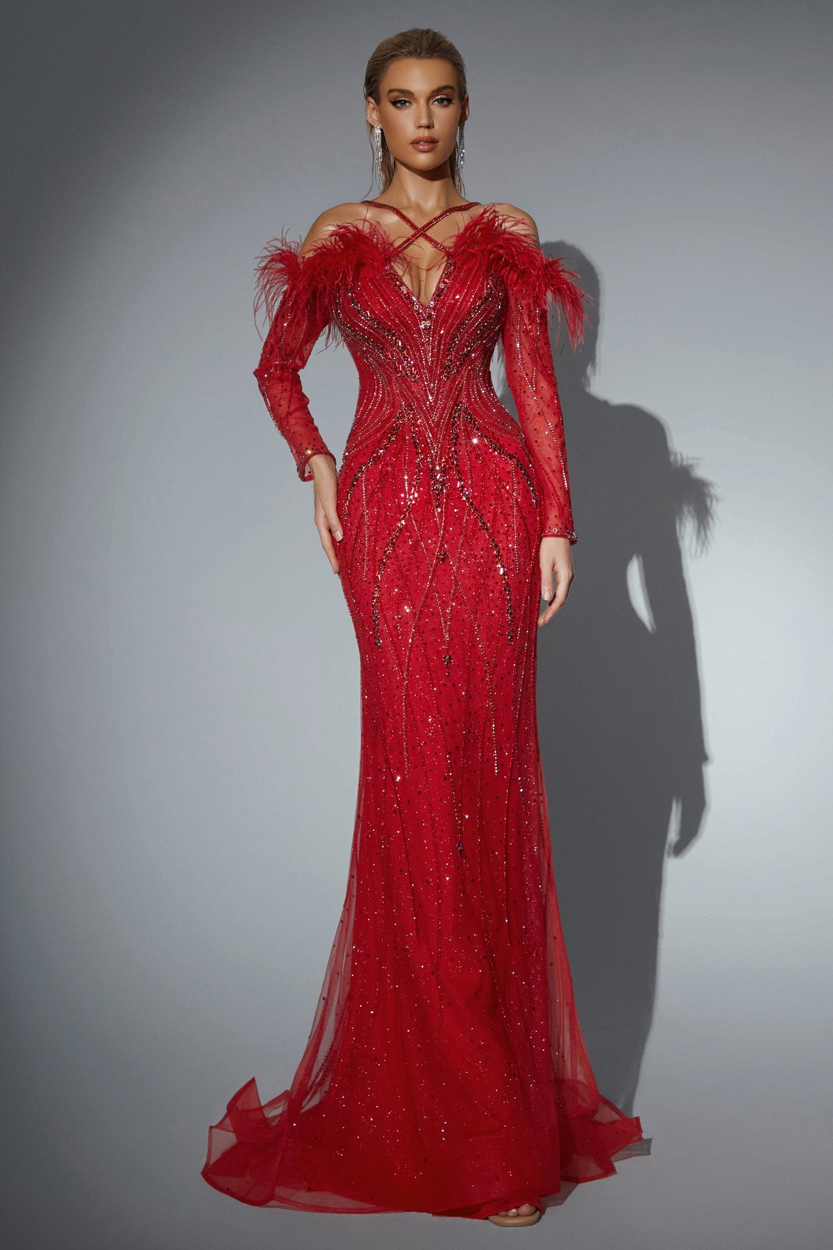 V-Neck Floor-Length Sequin Evening Mermaid Pre Order