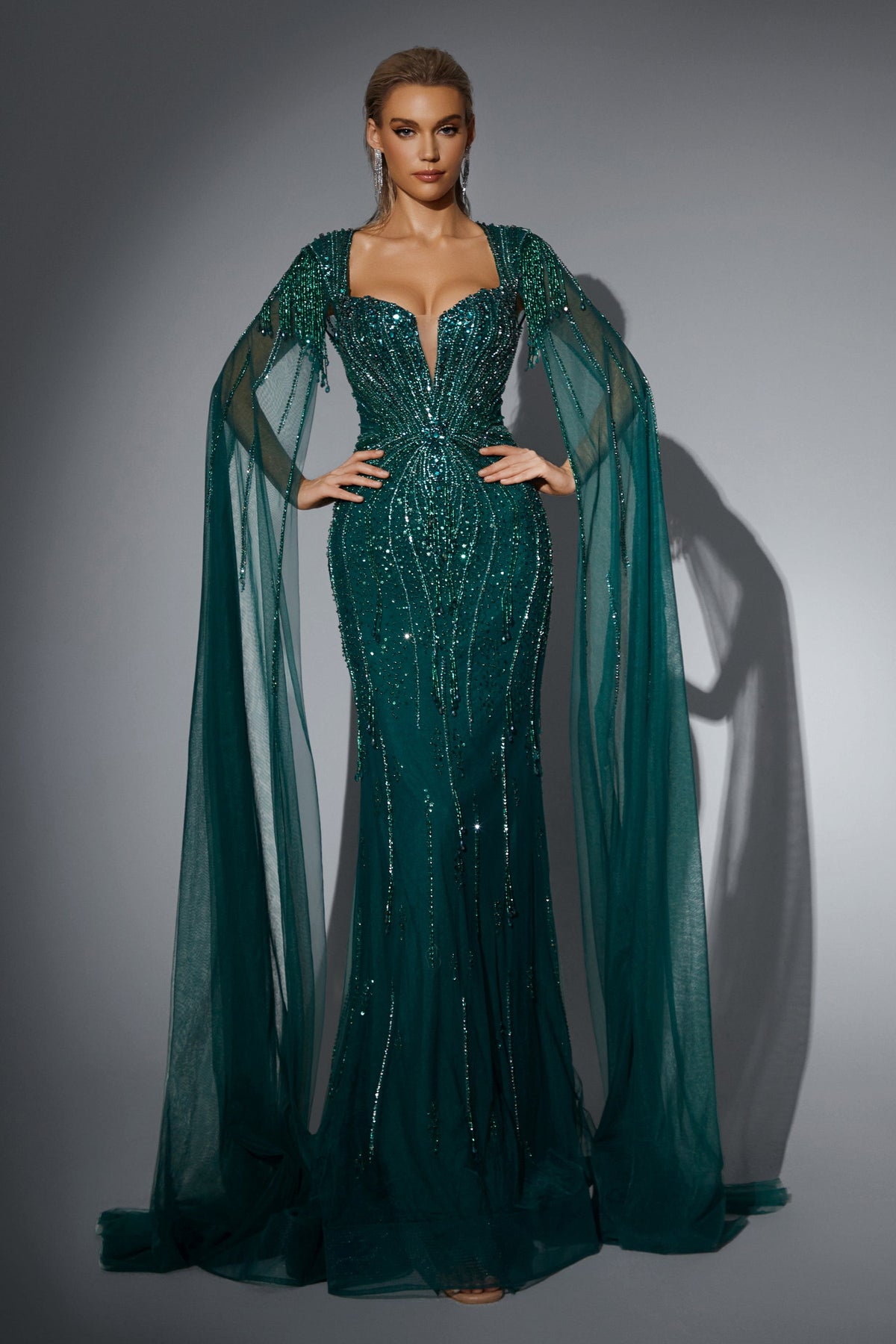 V-Neck Floor-Length Tulle Evening Mermaid Pre Order