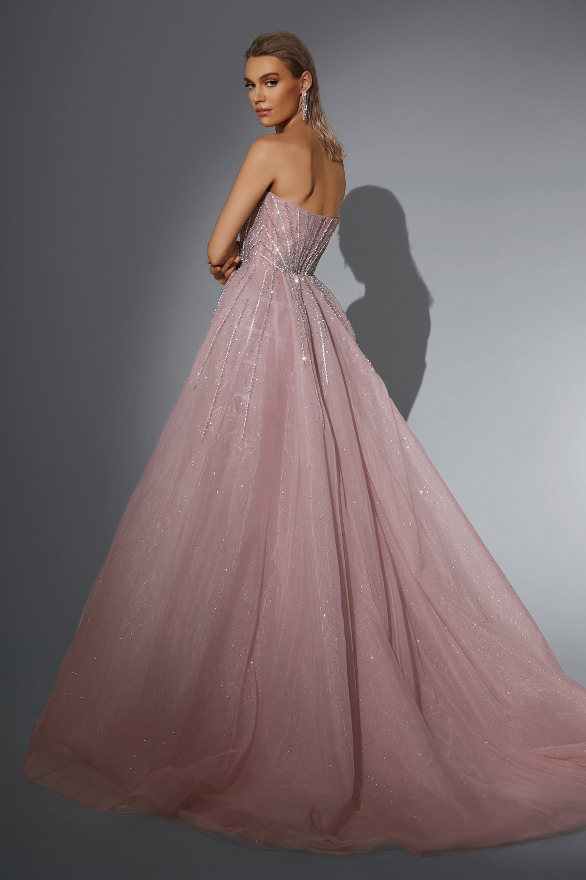 Strapless Curved Neck Floor-Length Tulle Prom Sheath Column Pre Order