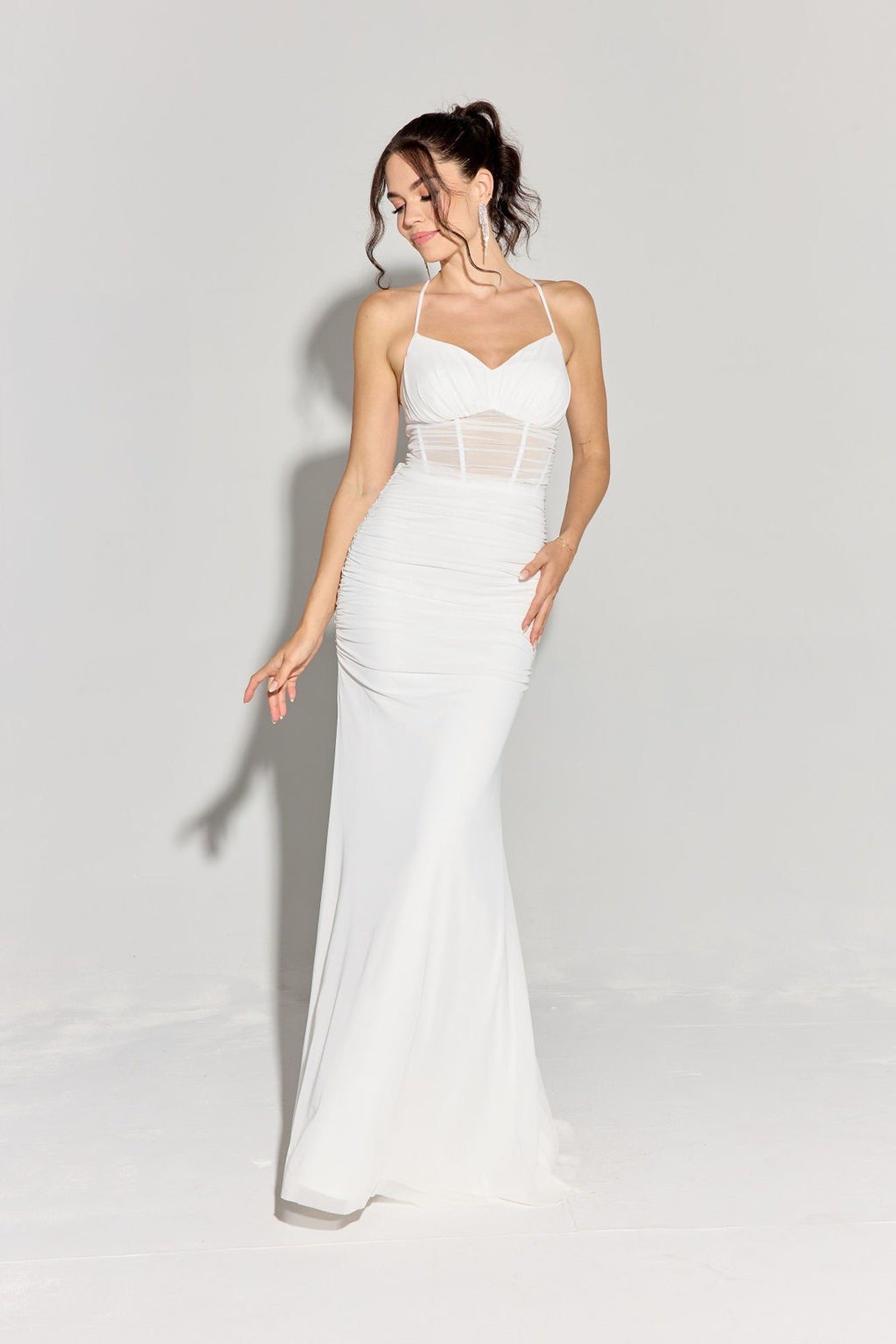 Wedding Dresses Long Bridal Fitted Wedding Dress Eureka Fashion 9077 Off White