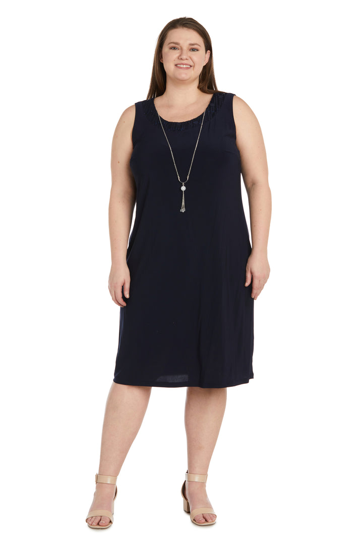 Mother of the Bride Dresses Plus Size Mesh Patterned Short Jacket Dress Navy