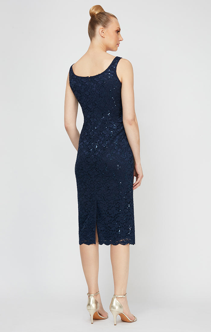 Mother of the Bride Dresses Petite Lace Jacket Short Dress Navy