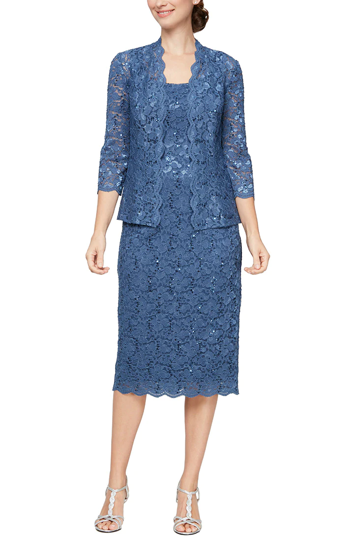 SL Fashions Tea Length Mother of Bride Dress 9113104 - The Dress Outlet