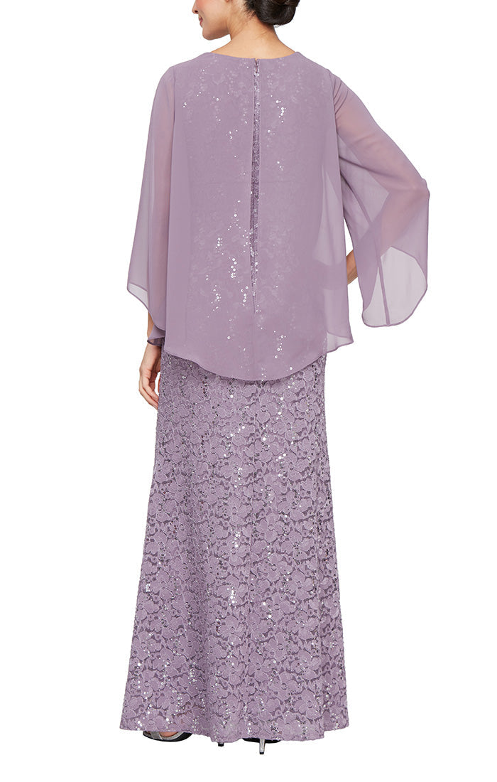 Mother of the Bride Dresses Long Mother of the Bride Formal Lace Jacket Dress Luxe Lilac