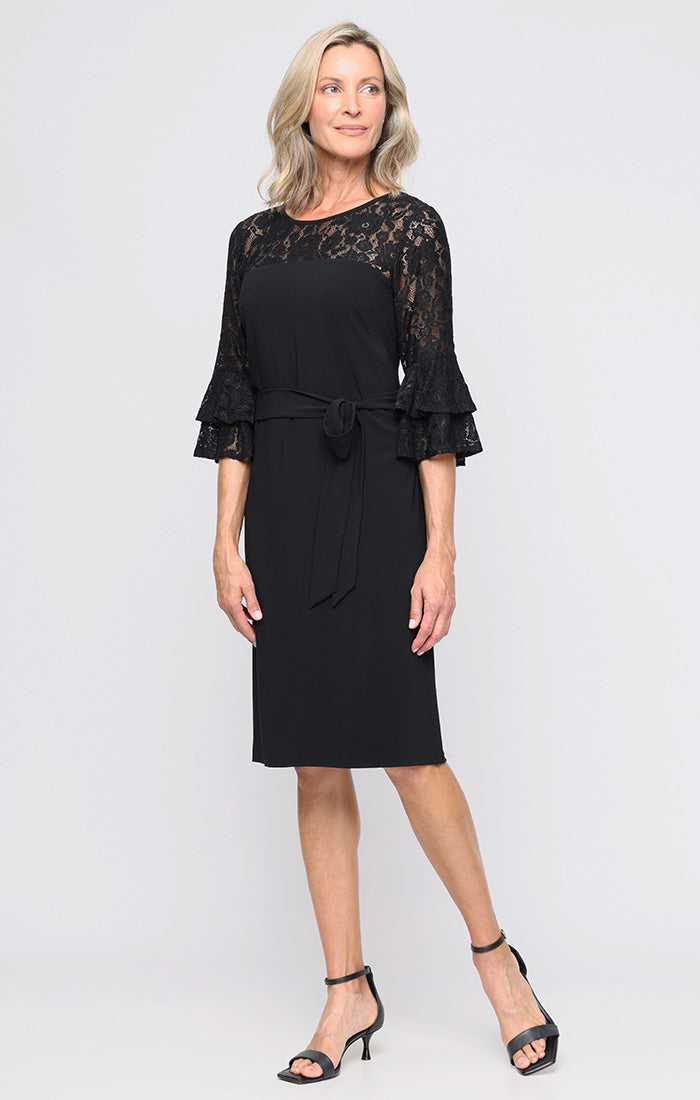 Cocktail Dresses Short Evening Cocktail Dress - Lace A Line - SL Fashions 9113145 Black-Crepe-9113145-Lace