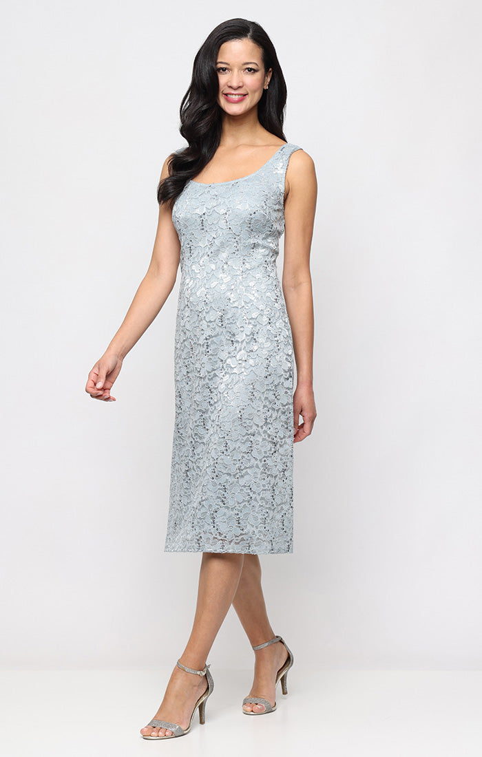 Scoop Tea-Length Lace Formal Two-Piece Dress by SL Fashions 9113152