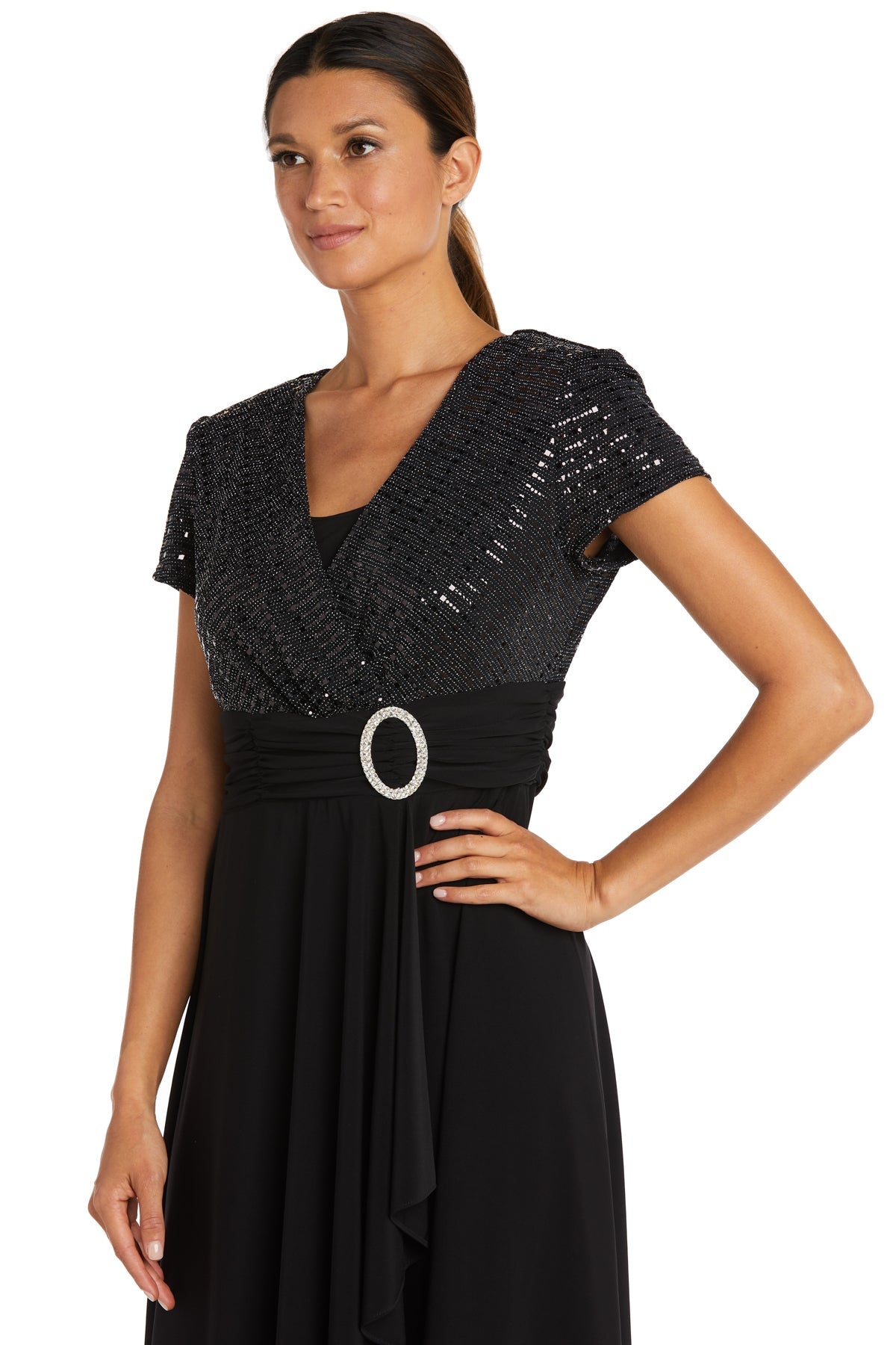 Cocktail Dresses Short Lace Midi Cocktail Dress R&M Richards 9119P Black/Black