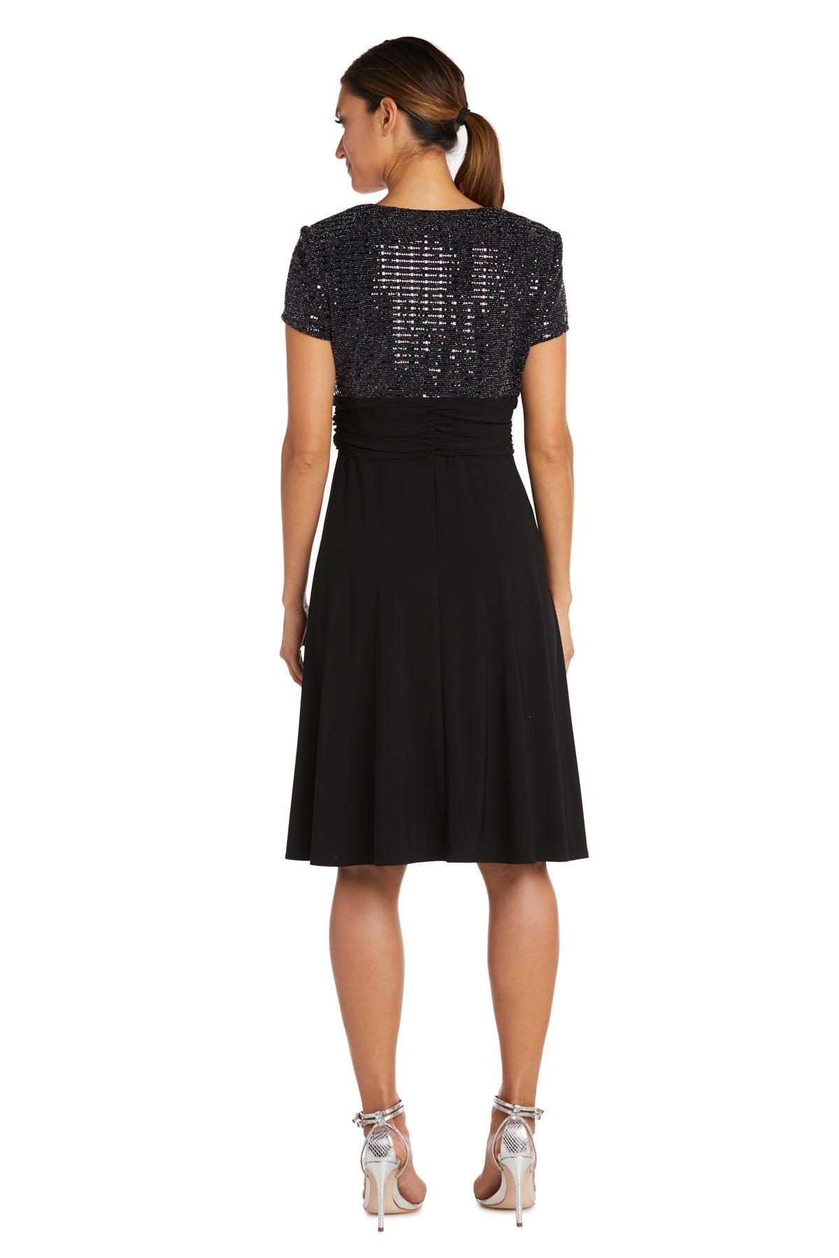 Cocktail Dresses Short Lace Midi Cocktail Dress R&M Richards 9119P Black/Black