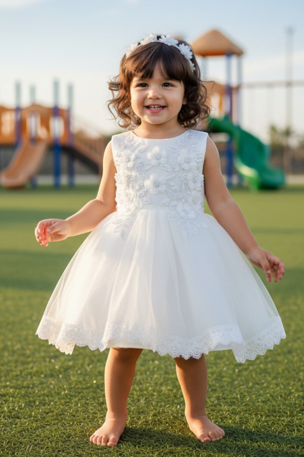 Jewel Knee-Length Tulle Flower Girl Ball Gown Cinderella Couture 9126B