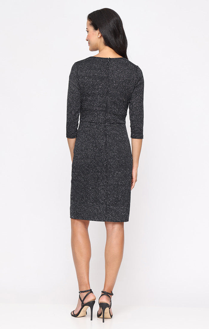 Cocktail Dresses Metallic Fitted Mini Short Cocktail Dress Black