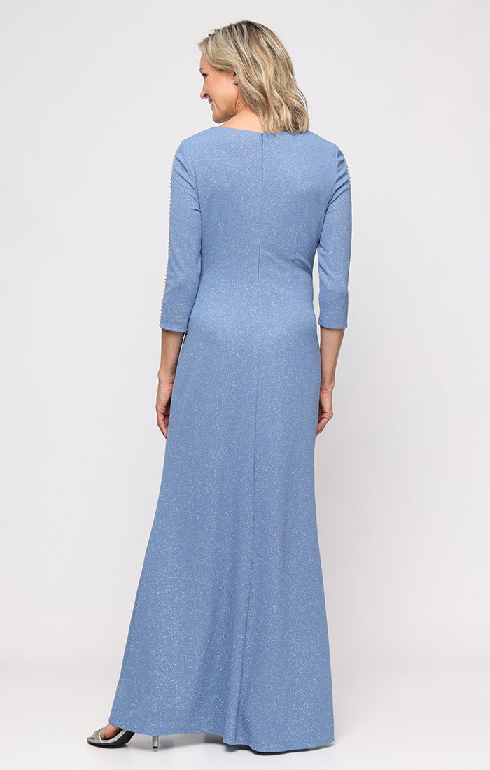 Mother of the Bride Dresses Formal Glitter Mother of the Bride Dress - Long Fitted - SL Fashions 9127311 Slate Blue-Polyester-9127311-Fitted