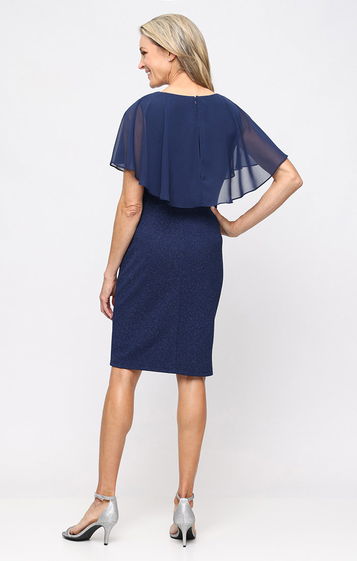 V-Neck Knee-Length Chiffon Cocktail Sheath Dress SL Fashions 9127334